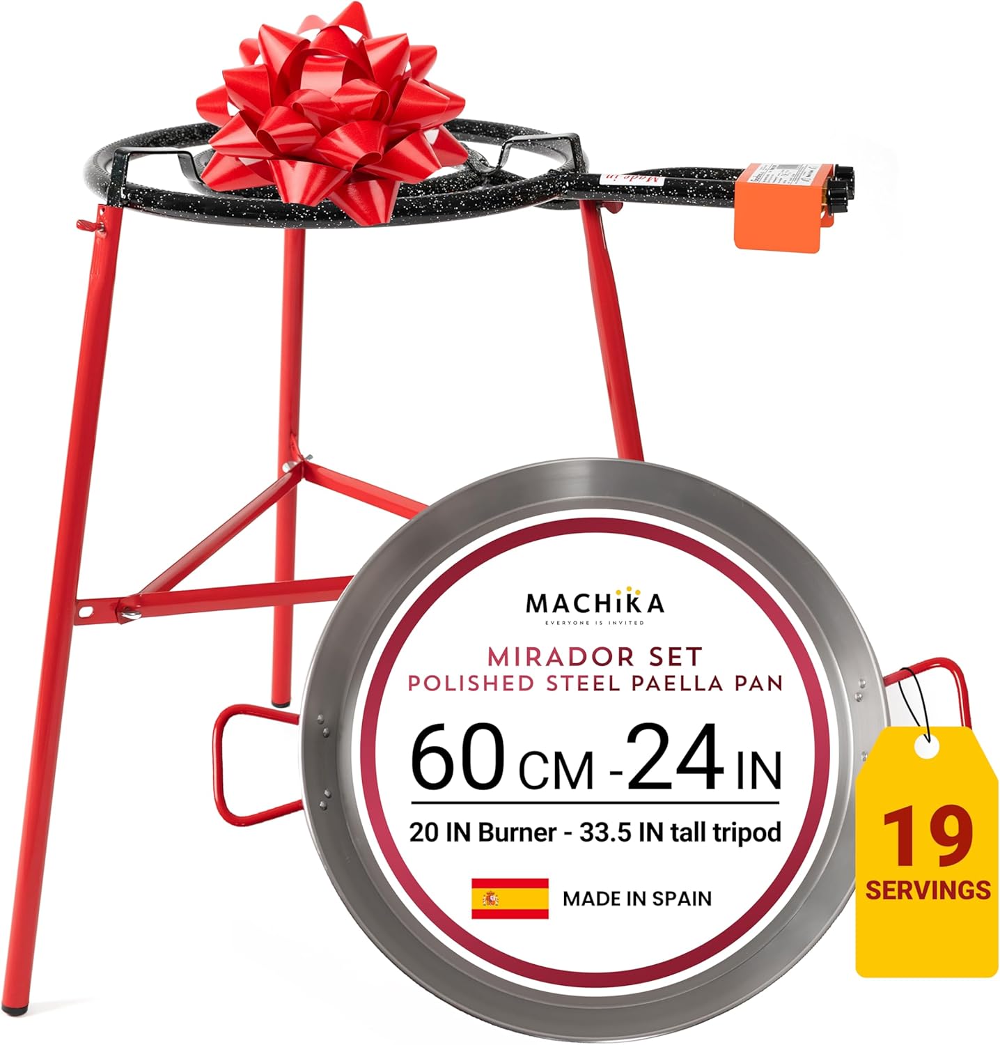 Machika Mirador Set, 12 in 20 in Double Ring Paella Burner & Stand Set (33.5 in) 24