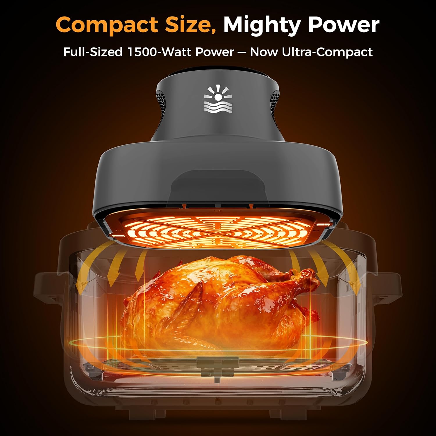 4-in-1 Portable Glass Air Fryer - 1500W, 4.2QT & 1.6QT Dual Glass Containers with Lids, Non-Toxic, 400°F Precise Heat, Max Crisp | Bake | Air Fry | Recrisp, Microwave, Freezer & Dishwasher Safe