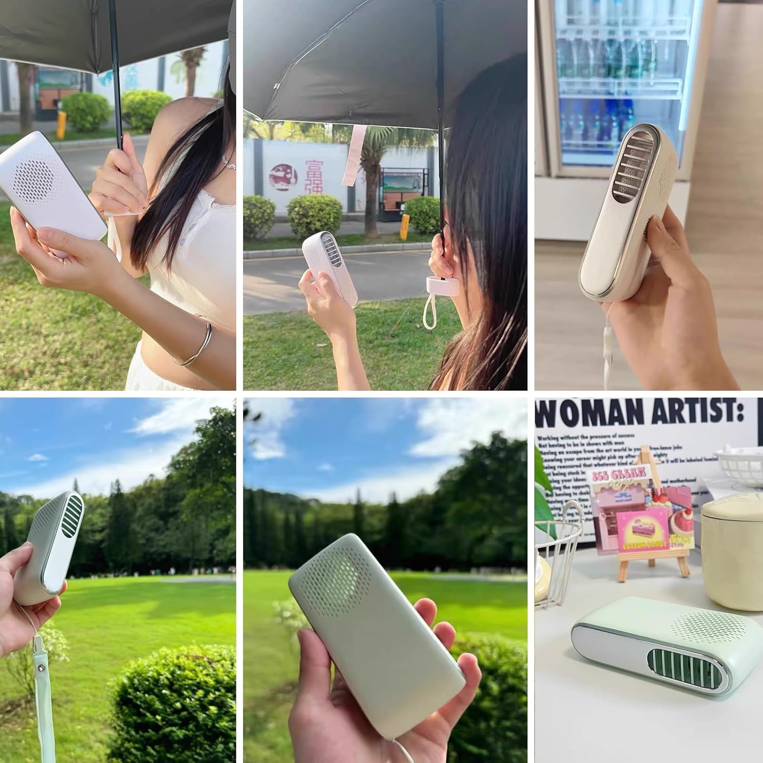 Wireless air Conditioner Air Conditioner Equipped With ICE Semiconductor Cooling Ultra Light 170g Hands Free Personal fan Suitable for Neck and Desktop use(Pinks)