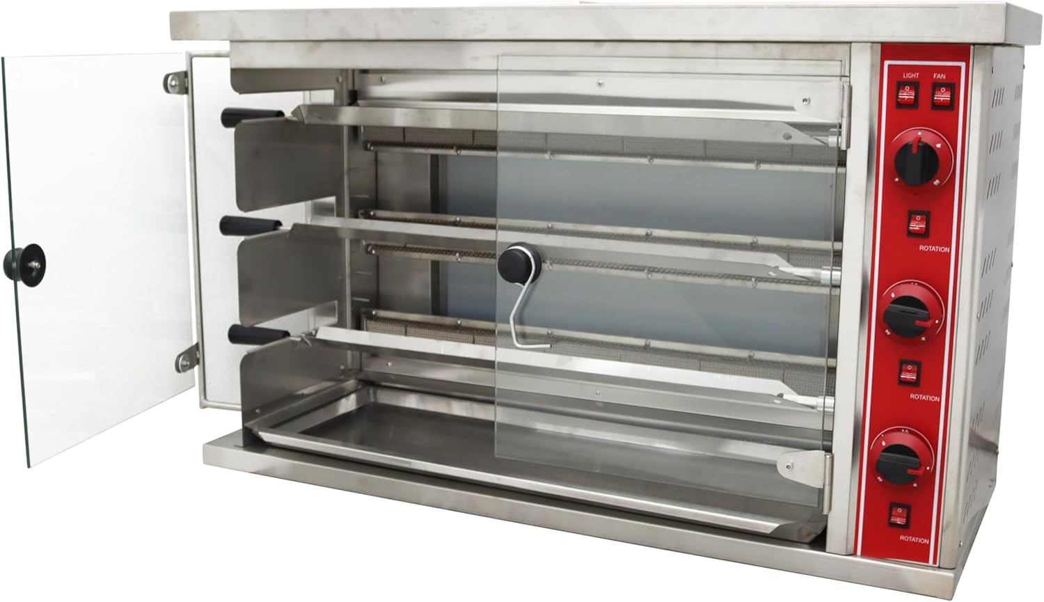 TECHTONGDA Gas Convection Toaster Ovens Commercial Air Fryer Automatic Rotary Grill 122℉-572℉ for Sheep Chicken 3 Layer