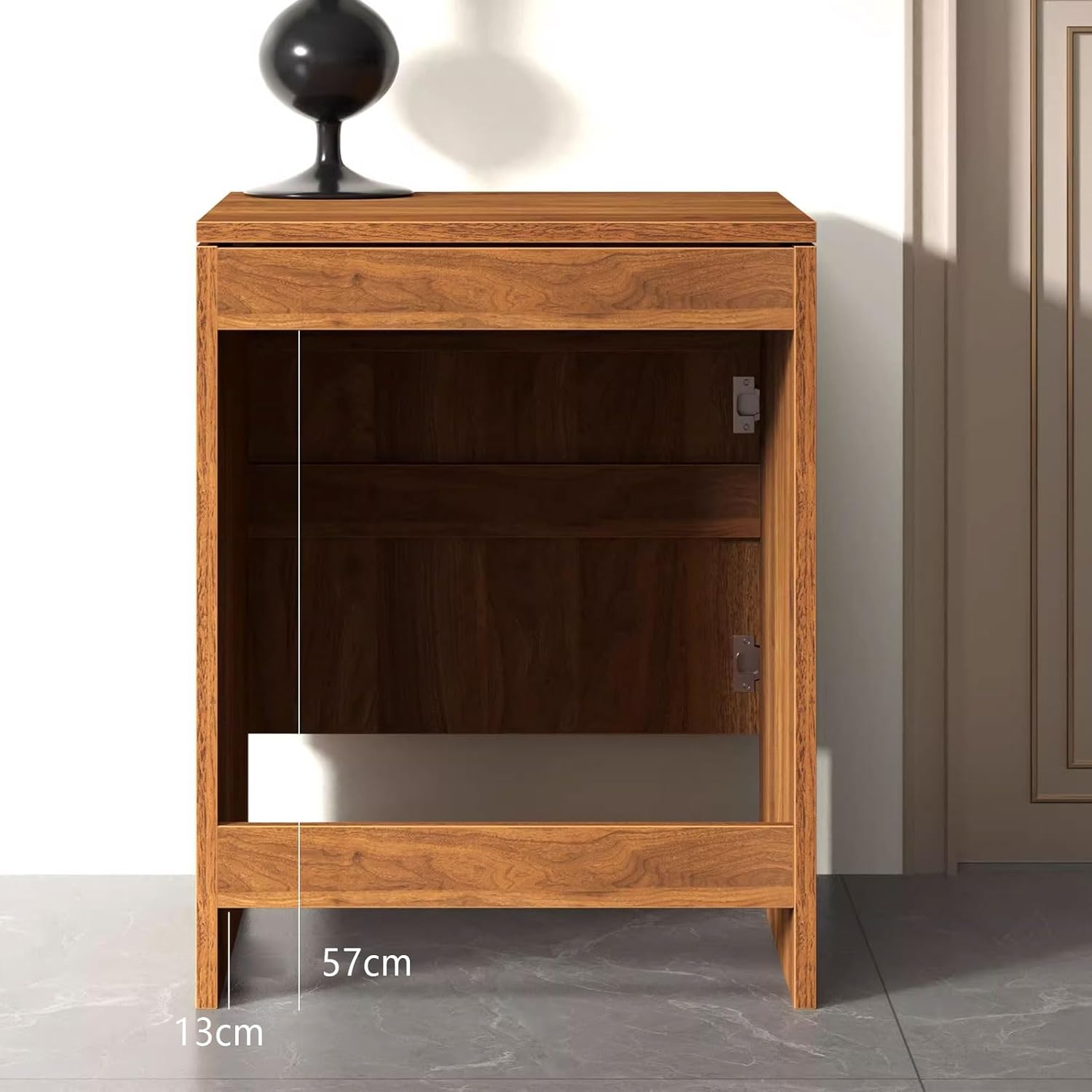 Robot Vacuum Hidden Cabinet Wood Organizer Stand for Robotic Vacuum Pull-Out Countertop Design Storage Cabinet Can Be Fixed on The Wall Easy to Assemble(Natural)