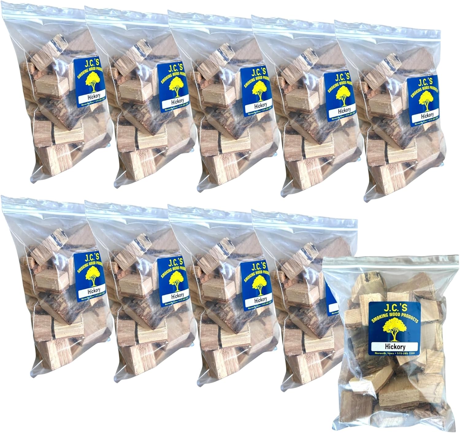 J.C.'s Smoking Wood Chunks - Gallon Sized Bag - Hickory 10PK