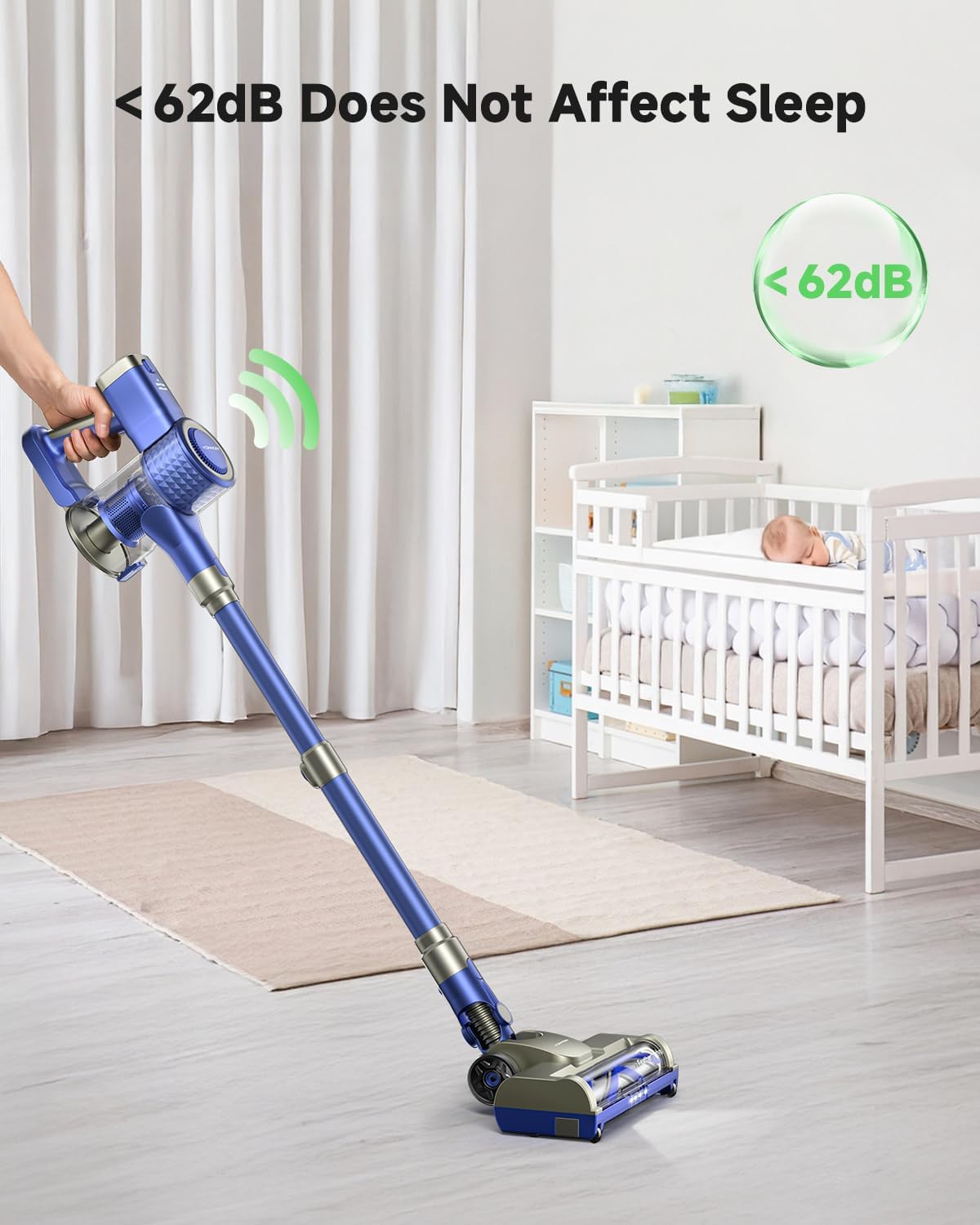 YONNDER Cordless Vacuum Cleaner 40KPA, 6-in-1 Lightweight & Detachable Battery, Powerful Suction for Home, 6-Stage Filtration, Tangle-Free V-Shaped Brush, for Hard Floor/Carpet/Pet Hair