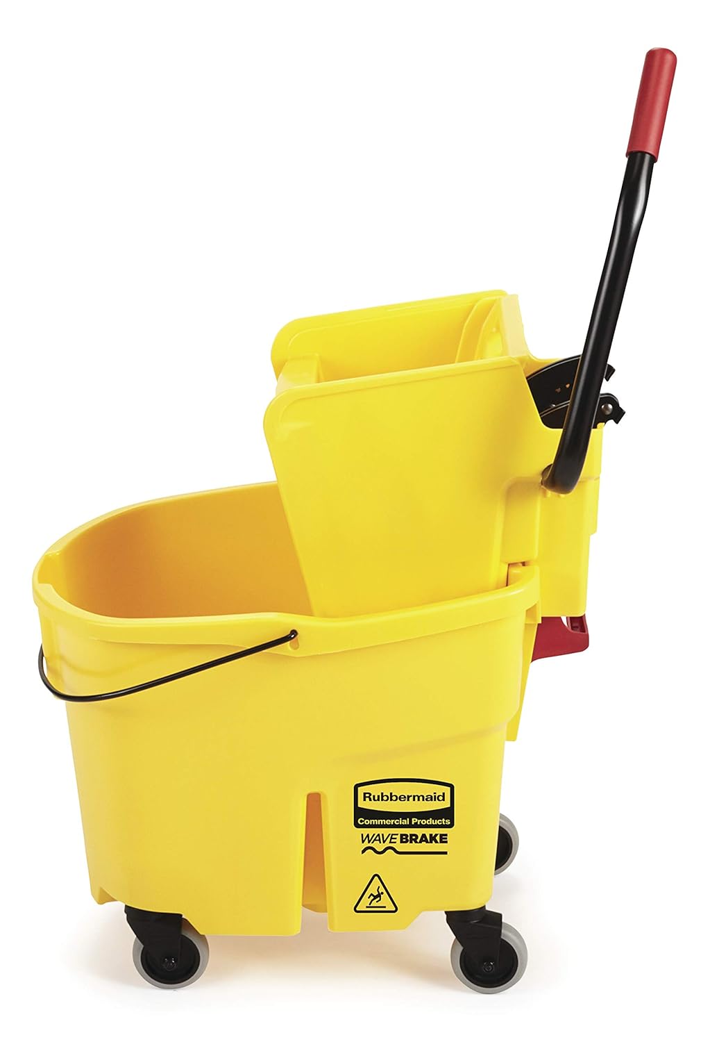 Rubbermaid Commercial Products, WaveBrake - Commercial Industrial Mop Bucket, 35 Quart, Yellow & Rubbermaid Commercial Universal Headband Blend Mop, Blue, Fg23800Bl00