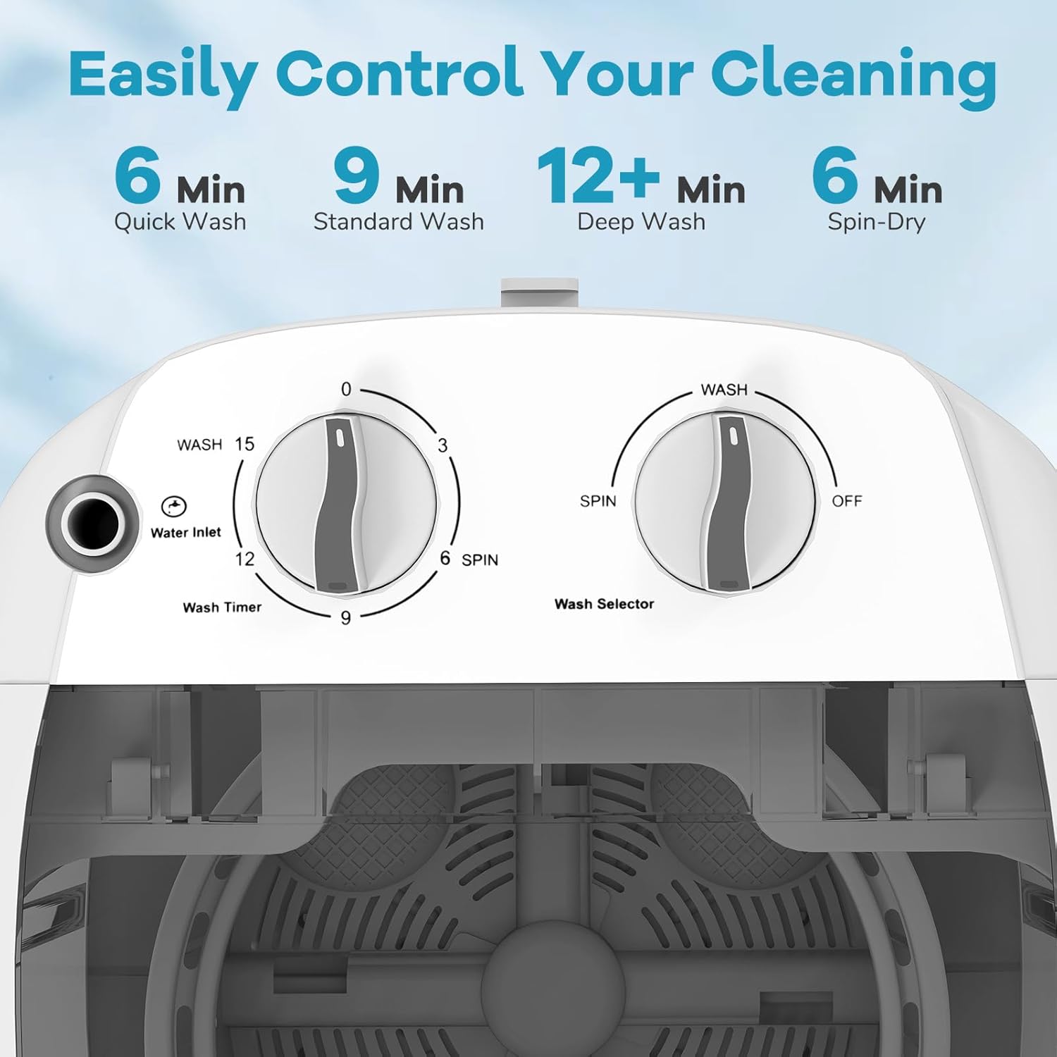 Giantex Portable Mini Washing Machine, 5.5 lbs Capacity Small Compact Laundry Washer with Spin Tub & Drain Hose, Semi-automatic Washer Machine for Apartment Dorms RV Home (Grey)