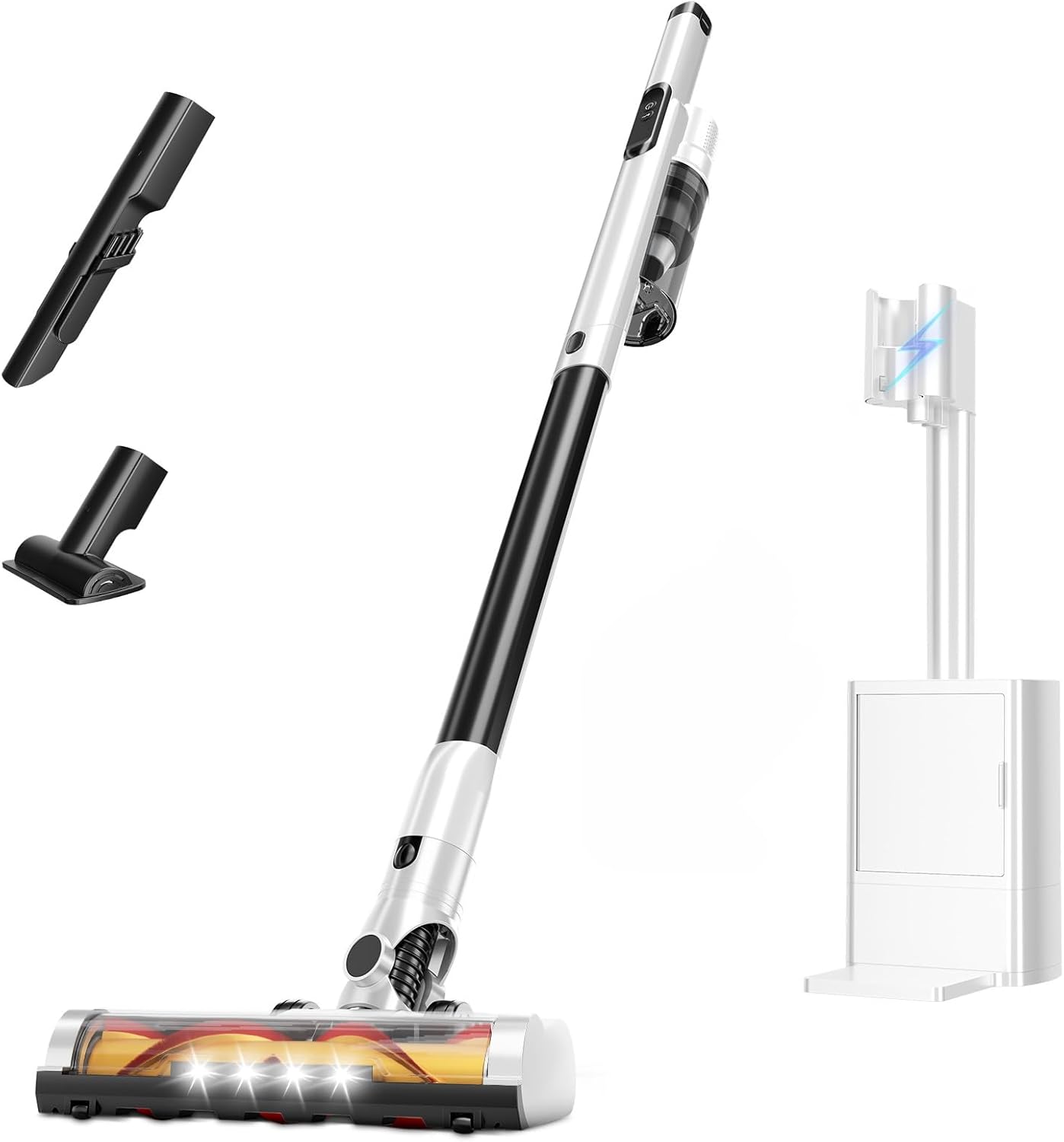 KIKETECH Base Station Pole Cordless Vacuum Cleaner with Automatic Cleaning, Up to 45 Minutes Last, Suitable for Hard/Wood Floors, Pet Hair, Blankets.S7-WB-1010