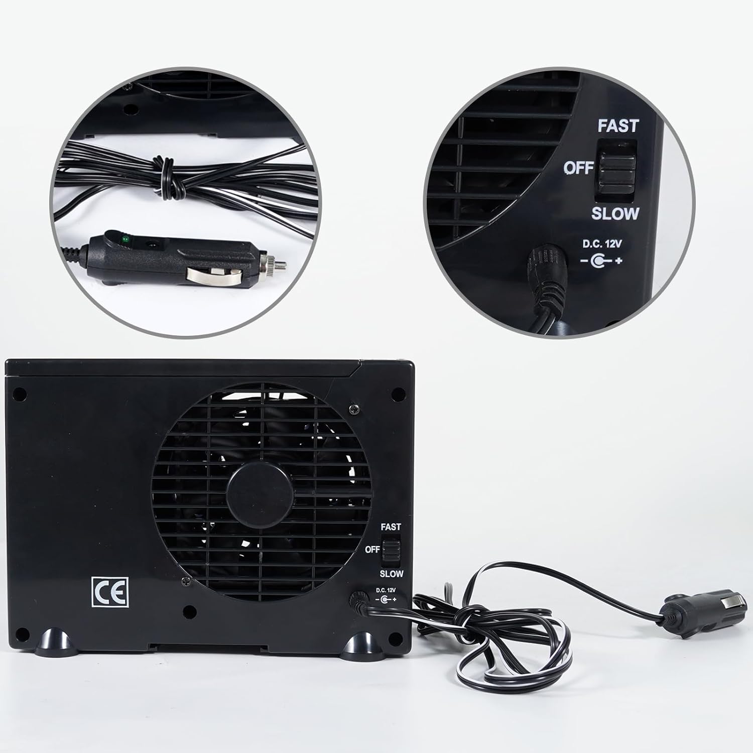 Unifizz 12V Portable Mini Car Air Conditioner Cooler Fan Evaporative Cooling Water Ice Universal Personal Black