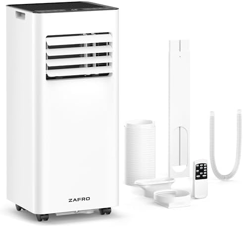 ZAFRO 8,000 BTU Portable Air Conditioners, AC Unit with Cool/Fan/Dehumidifier/Smart Sleep Modes, 24H Timer, Remote Control, Air Cooler for Bedroom Dorms Small-Rooms, White