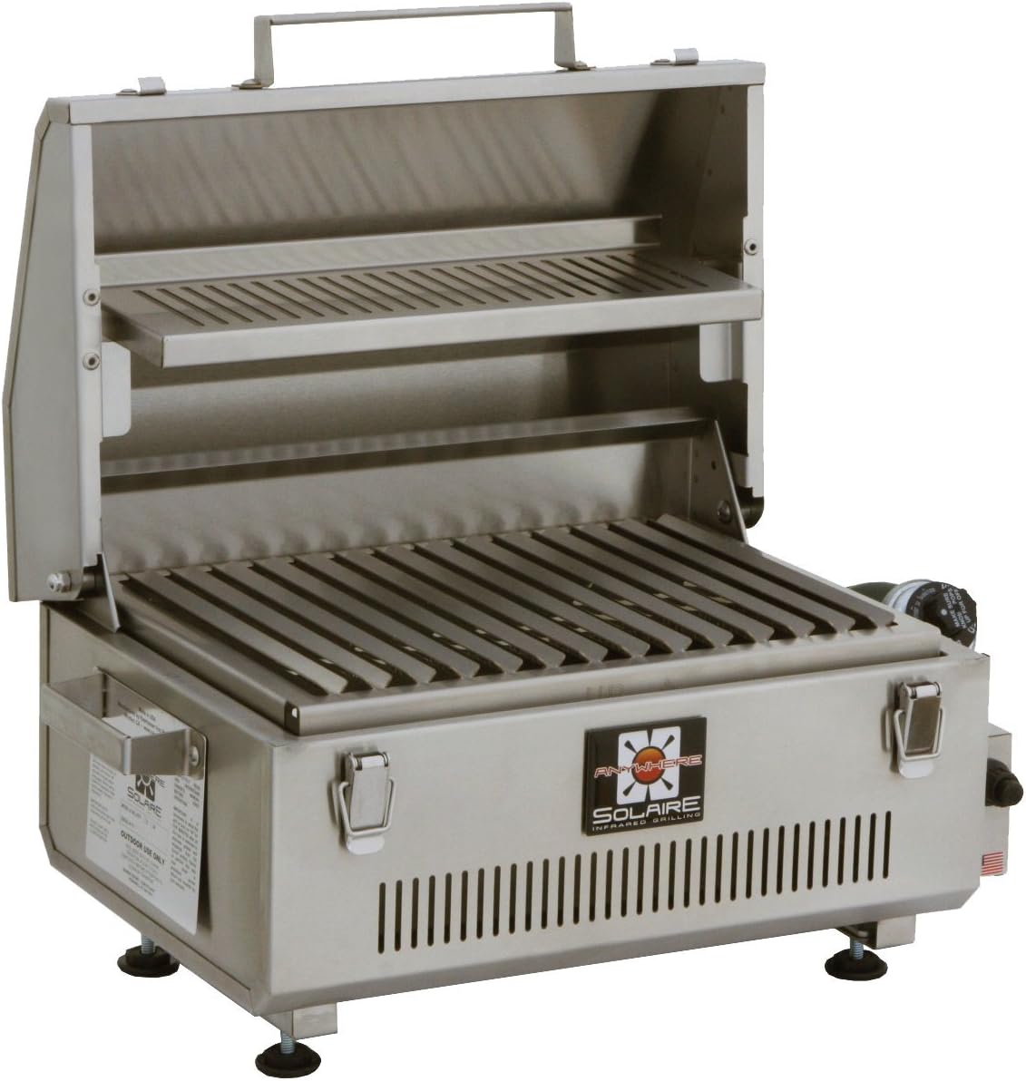Solaire SOL-IR17MWR Marine Grade Portable Infrared Propane Gas Grill with Warming Rack, Stainless Steel