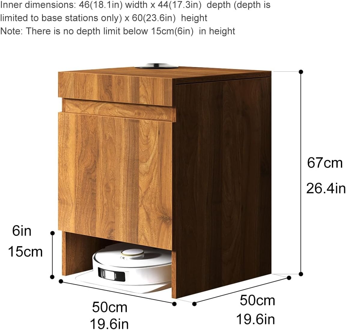 Robot Vacuum Stand Cabinet,Storage Cabinet with Doors for Robot Vacuum Cleaner,End Side Table for Home Office,Wood Freestanding Rack for Living Room Home Office Kitchen(Brown)