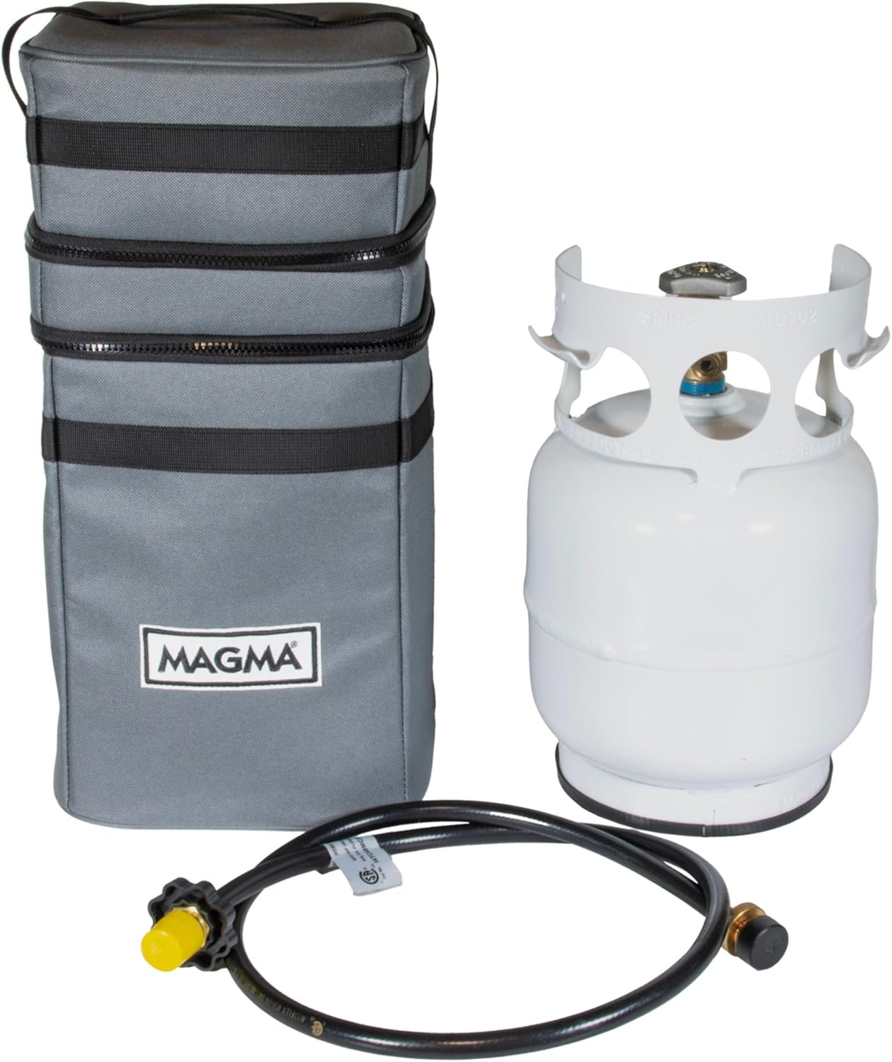 MAGMA FP10-200 Refillable 5lb Propane Tank Bundle | DOT-Approved Steel Cylinder, 4ft Adapter Hose & Padded Case | Economical Fuel Solution for RV, Camping, Tailgating