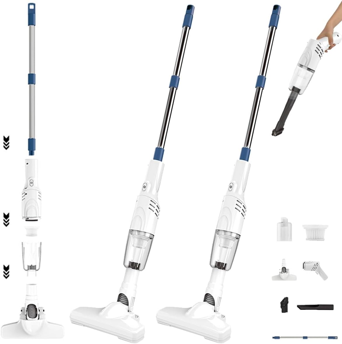 Powerful Cordless 2-in-1 Vacuum Cleaner, 15,000 Pa Smart 2-in-1 Vacuuming & Mopping, Lightweight Rechargeable Stick Cleaner, Handheld Vacuum Cordless for Car, Office & Home Cleaning