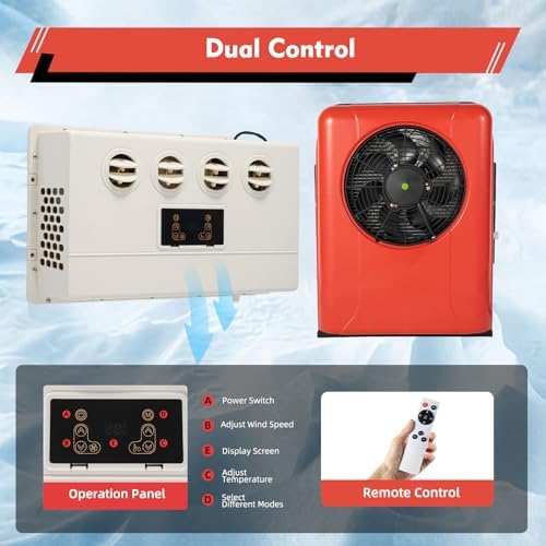 12V Mini Split Air Conditioner for Trucks & RVs, 800W Portable AC Unit w/Remote Control, 4 Wind Speeds, Energy Saving Modes, Ideal for Campers, Trailers, Buses
