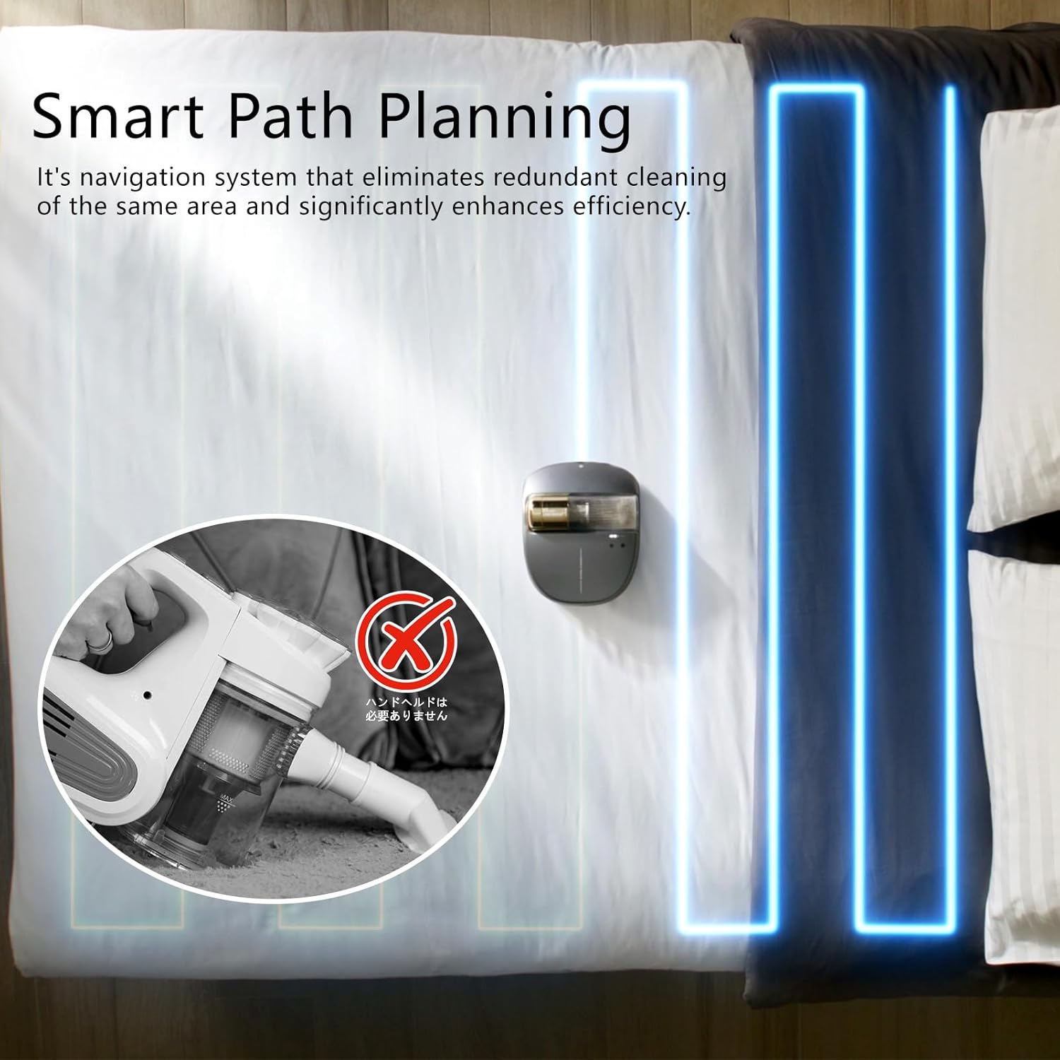 Mattress Vacuum Cleaner Fully Automatic,14AW Strong Suction Bed Vacuum Cordless with 270nm UV-C Light & Ultrasonic,HEPA Filter,Low Noise,Suitable for Bed,Dust, Pet Hair, Etc