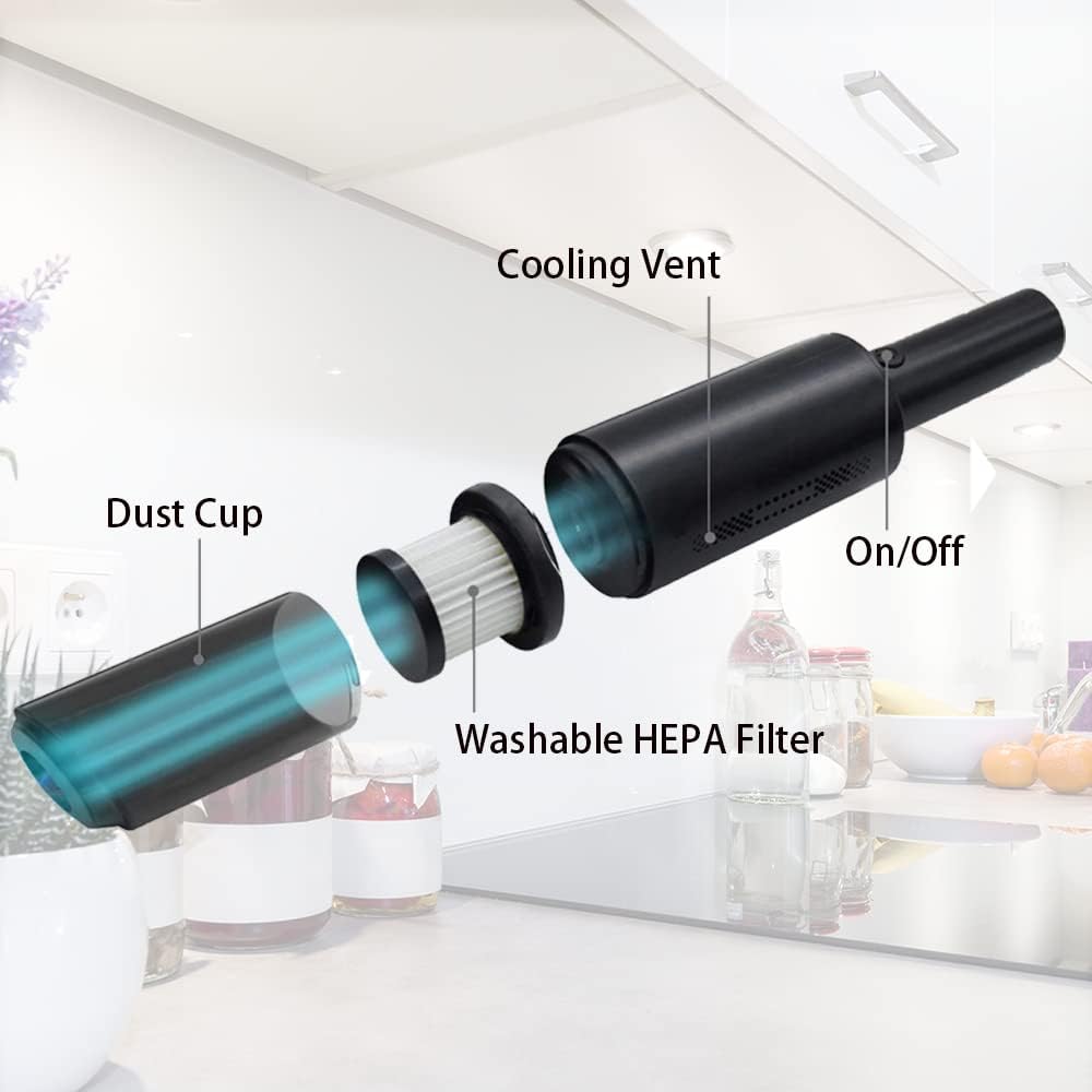 Gerrit Mini Vacuum, Portable Handheld Vacuum Cleaner Cordless, Small Hand Held Rechargeable Car Vacuum with High Power Suction Cleaning for Home Car Pet Hair, As Shown in the Figure