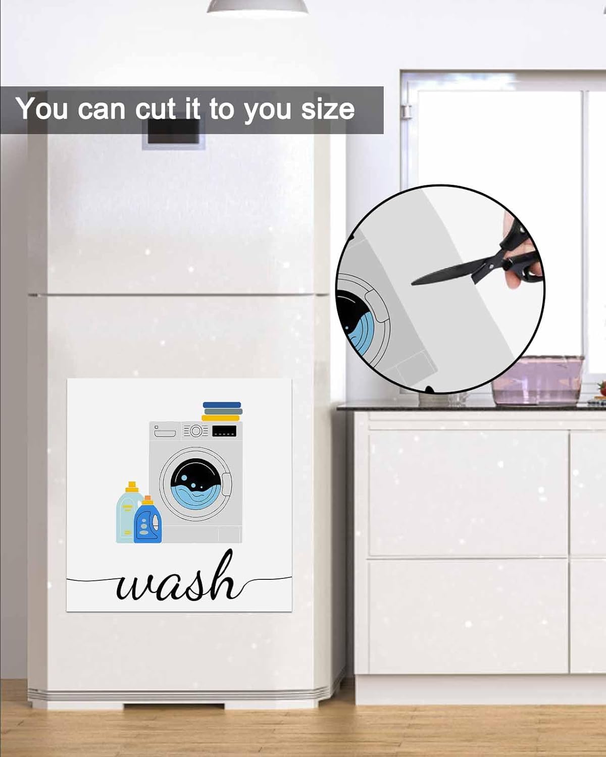 Dishwasher Magnet Cover, Laundry Room Dishwasher Lid Magnetic Kitchen Sticker, Modern Minimalist Washing Machine Resuable Refrigerator Magnet Covers Panel Decal Fridge Kitchen Appliance 23''x26''