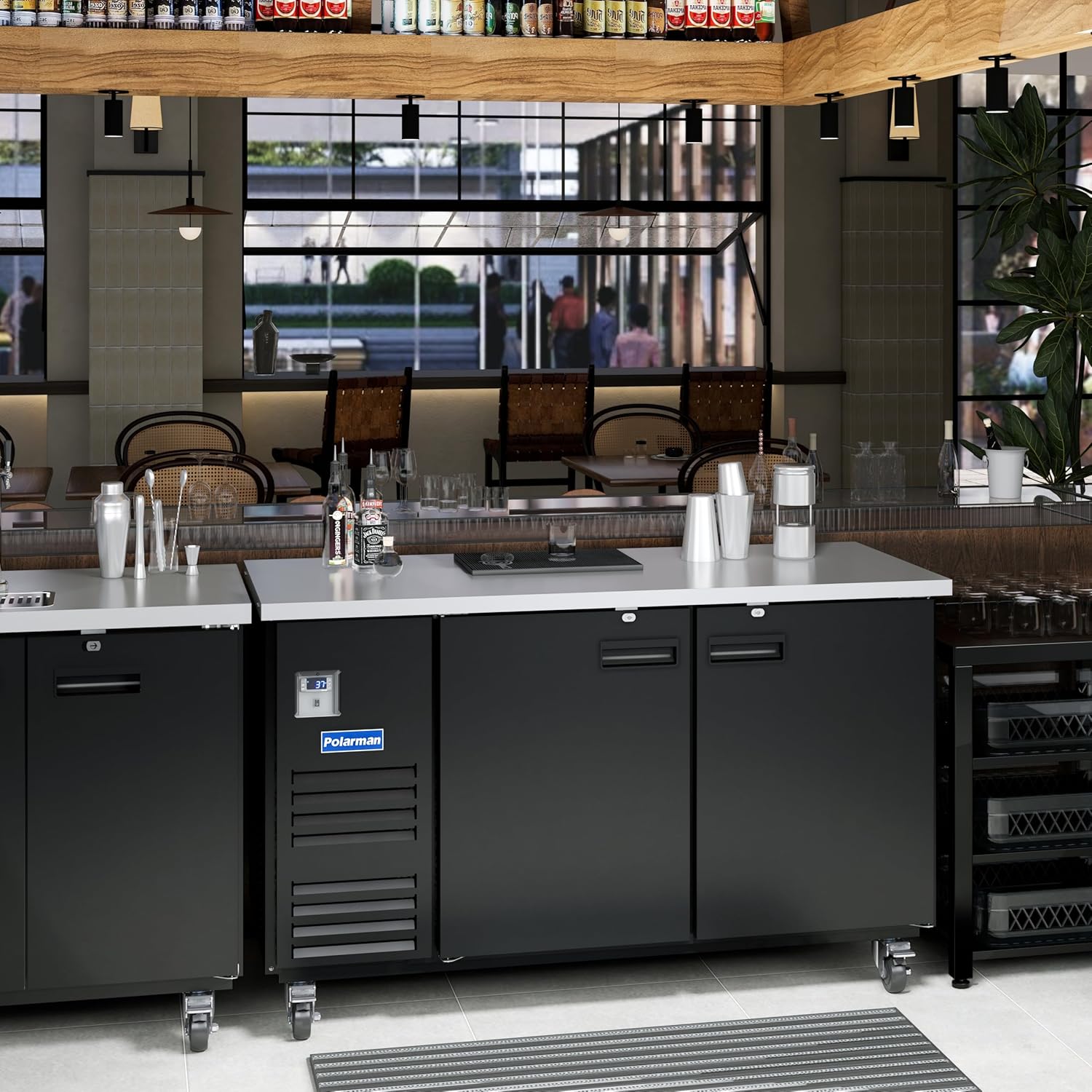 Polarman Back Bar Cooler Solid Door Beer refrigerator NSF/ETL Certified Undercounter Beverage Fridge 20.4 Cu-ft Capacity| 33°F-41°F Digital Control | Stainle ss Steel Interior & Heavy-Duty Casters