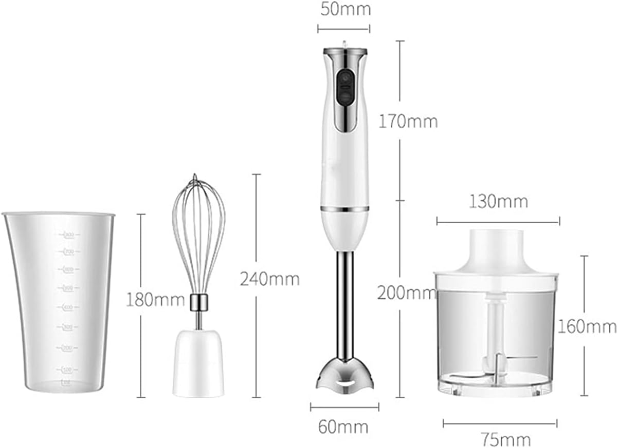 Immersion Blender 400W Hand Blender 4-in-1 Hand Blender Set Includes Stainless Steel Stick Blender Chopper Beaker Milk Frother and Whisk BPA-Free