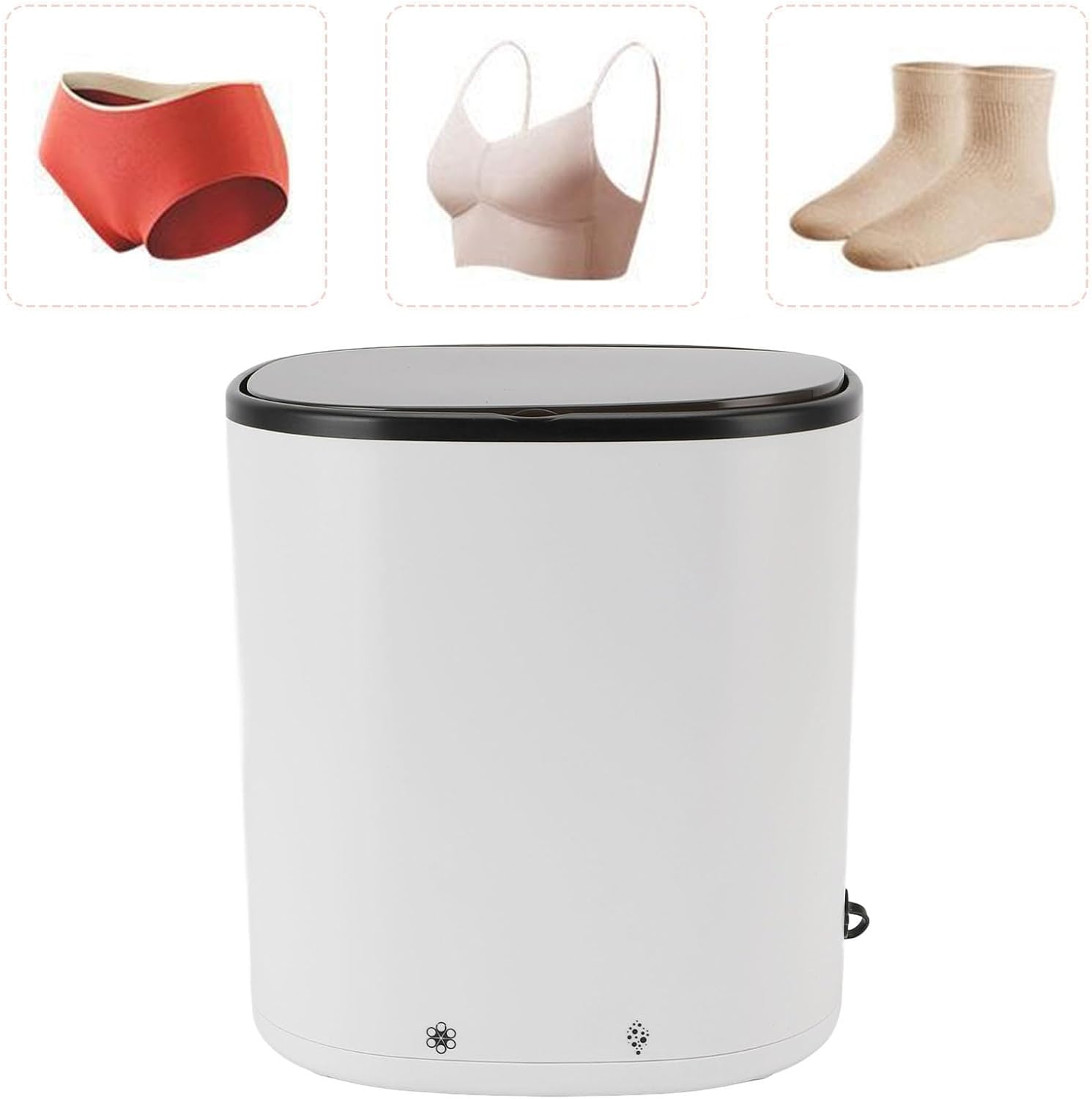 Portable Washing Machine Large Impeller Powerful Motor Upgraded Washing Performance Small Laundry Washer Blue Light Design Mini Washer with Abs Material for Apartment Home (White)