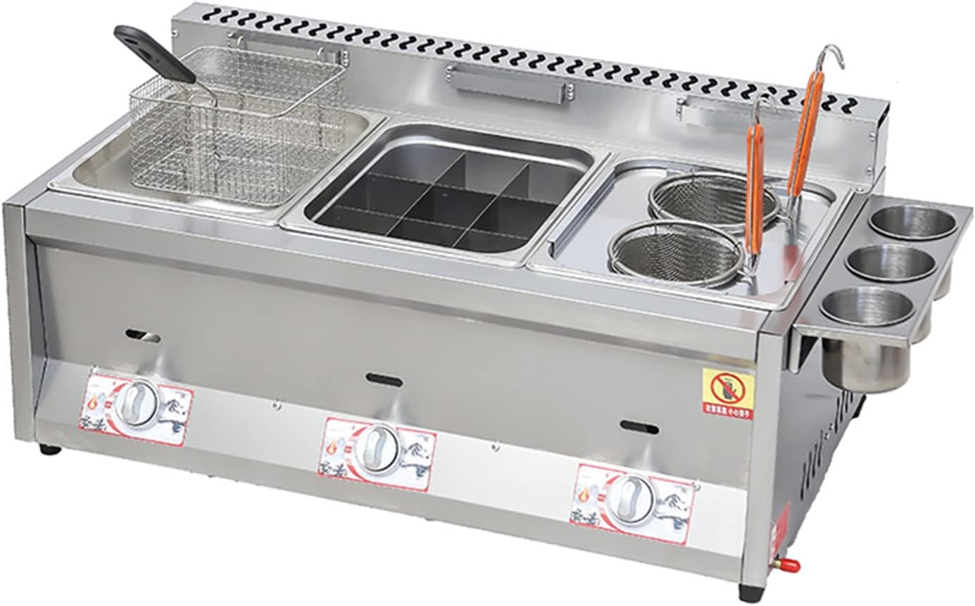 18l/26l Commercial Desktop Large Propane Gas Fryer, Light Stainless Steel Lpg Deep Fryer Large Capacity Chicken and Fries Outdoor Gas Fryer, Double Fryer with Basket and Lid