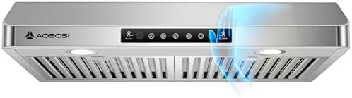 AAOBOSI Range Hood 30 inch Under Cabinet,700-CFM Gesture Sensing/Touch Control/Motor Upgrade Low Noise,3 Speed Range Hood with LED Lights Exhaust Fan, Stainless Steel Kitchen Vent Hood