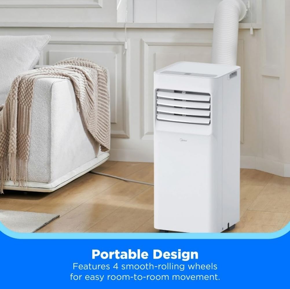 Midea 5,000 BTU Portable Air Conditioner w/ComfortSense Cools up to 150 sq. ft., 500W, 3-in-1 Comfort: Cools, Ventilates, & Dehumidifies - MAP05R1AWWT-T