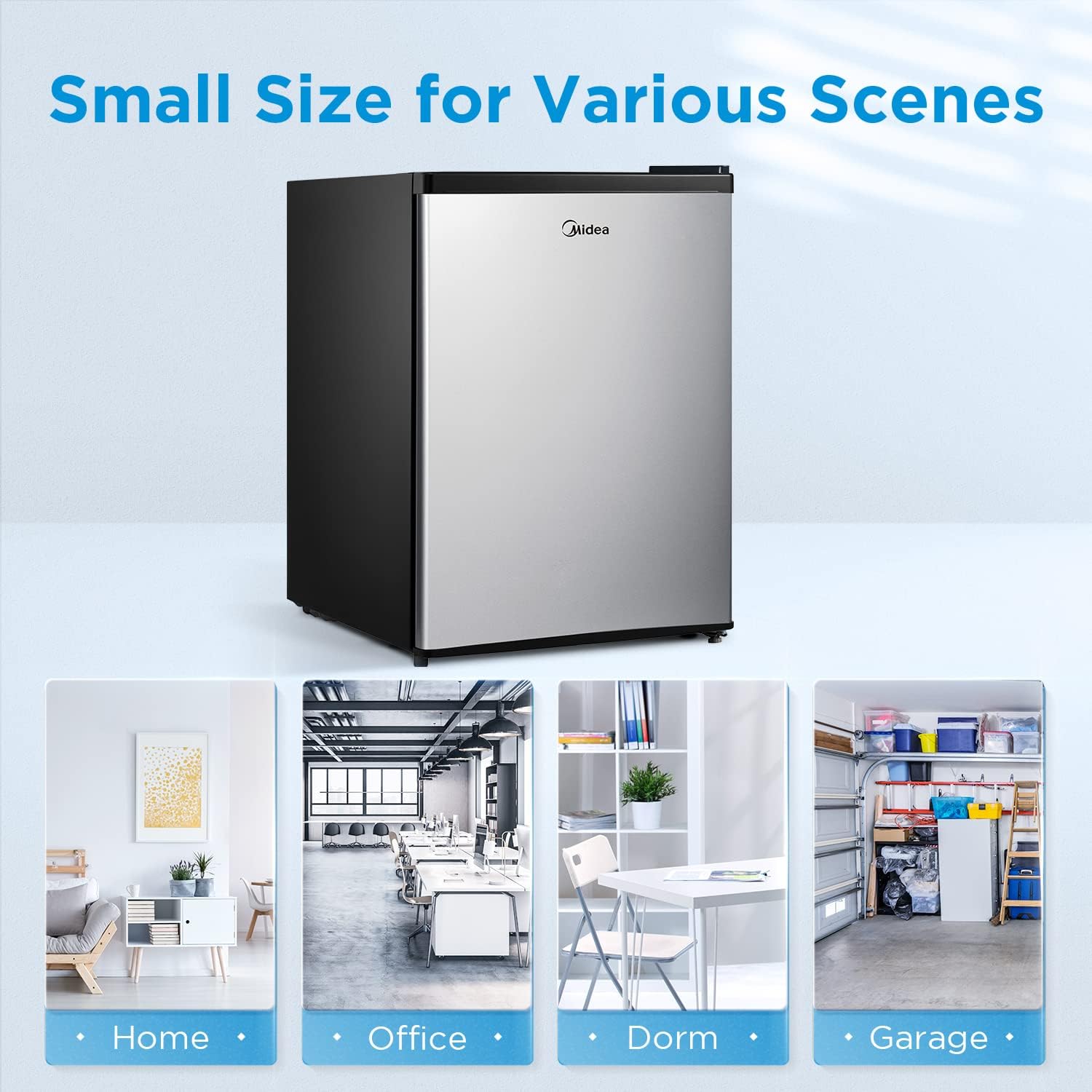 Midea WHS-87LSS1 Refrigerator, 2.4 Cubic Feet, Stainless Steel & TOSHIBA EM131A5C-BS Countertop Microwave Ovens 1.2 Cu Ft, 12.4