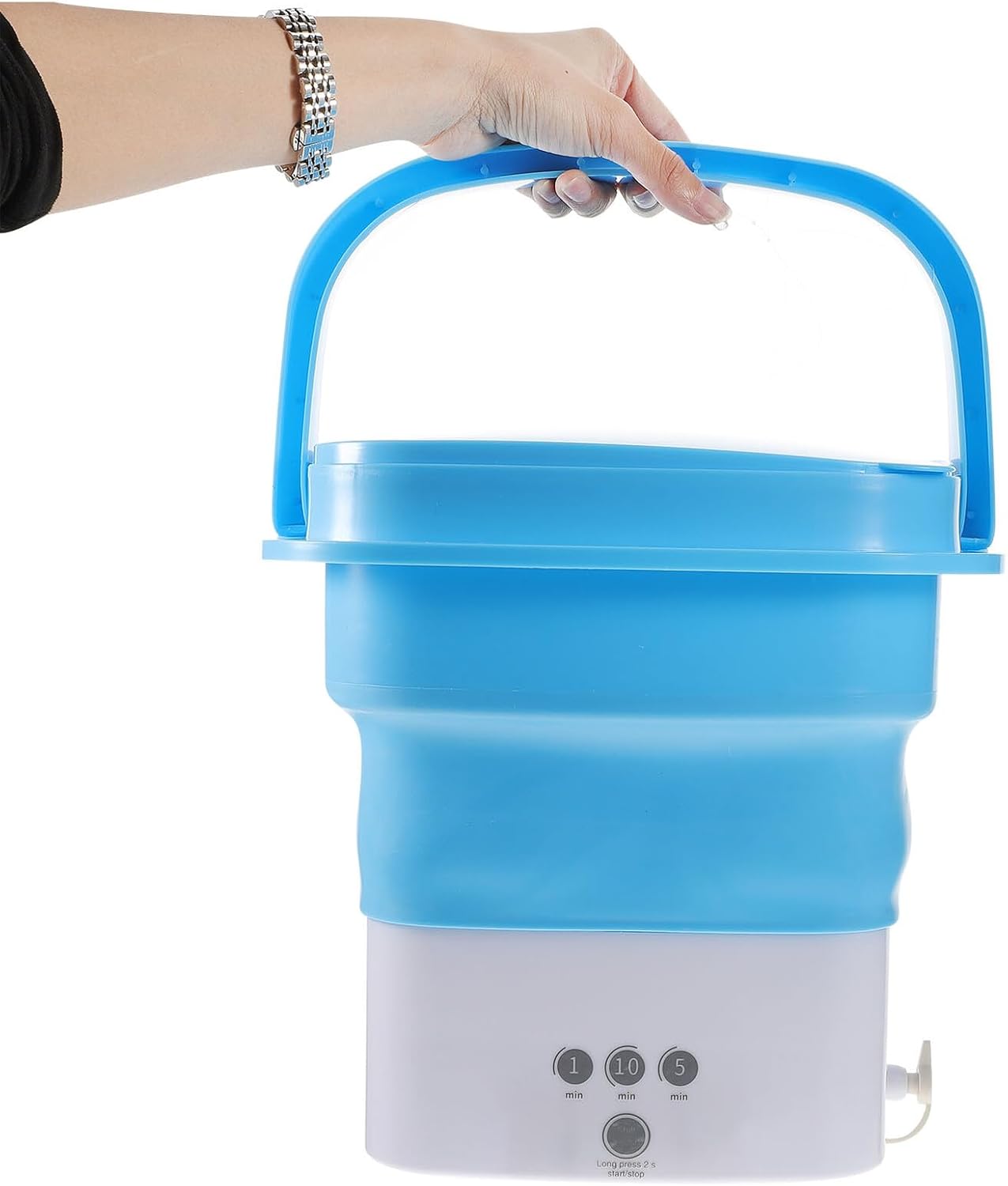 Portable Folding Mini Washing Machine Capacity with Timer Touchscreen Non-slip Suction Base High-frequency Hand Scrub Simulation for Underwear Clothes Travel Camping Apartment Use