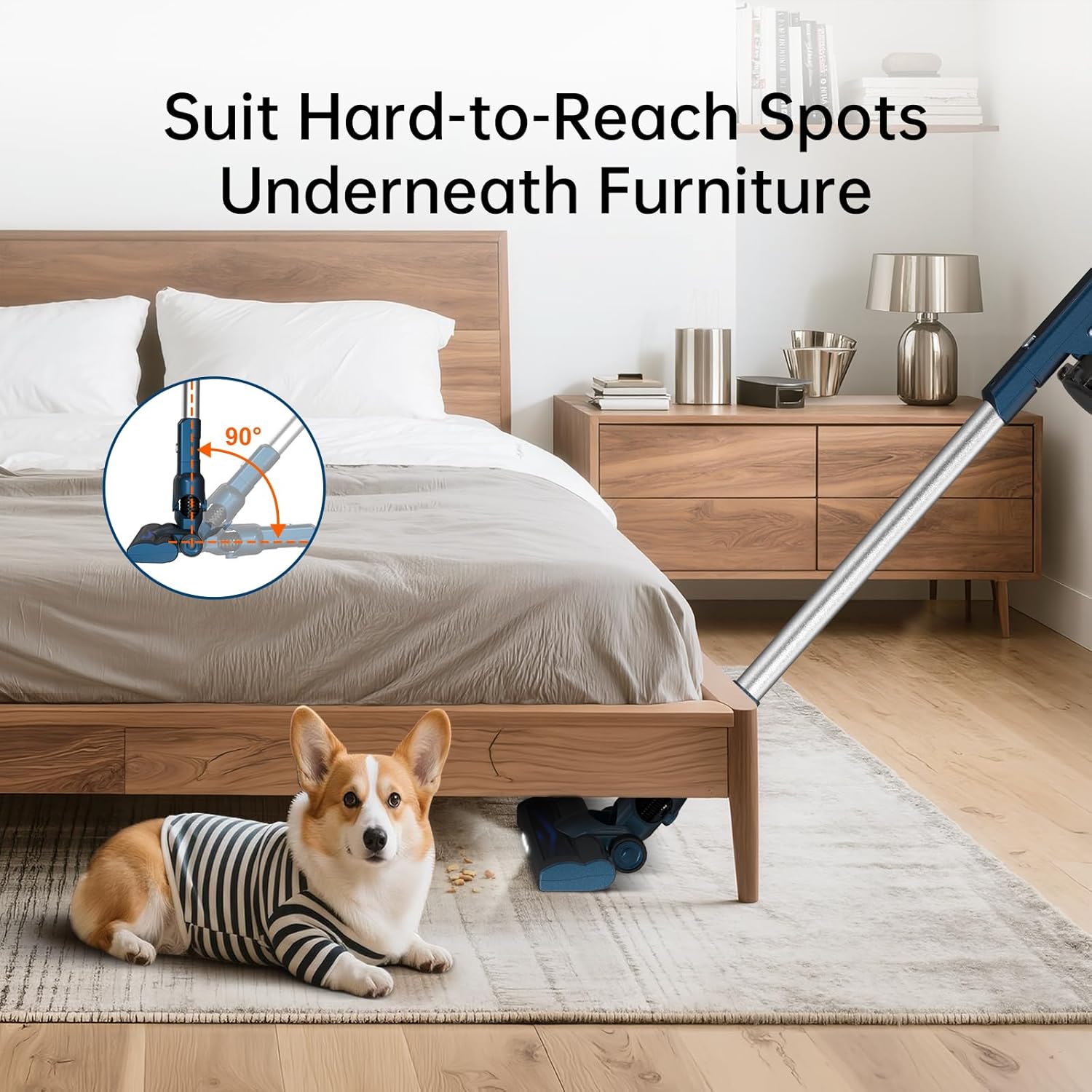 Corded Stick Vacuum Cleaner for Home Pet Hair, 600W 16.7Ft Cable Ultra-Lightweight Vacuum Cleaner with Powerful Suction for Carpet Tile and Hard Floor Handheld Vac(VA002)