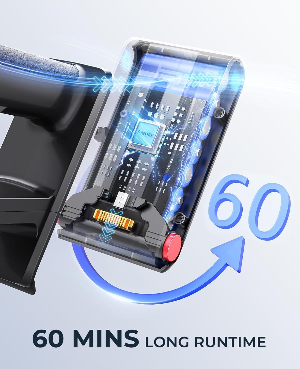 Fieety Cordless Vacuum Cleaner, 550W 45KPA Cordless Stick Vacuum Cleaner with 60Mins Rechargeable Battery, LED Touch Display, Handheld Vacuum Cleaners for Home/Pet Hair/Carpets/Floors