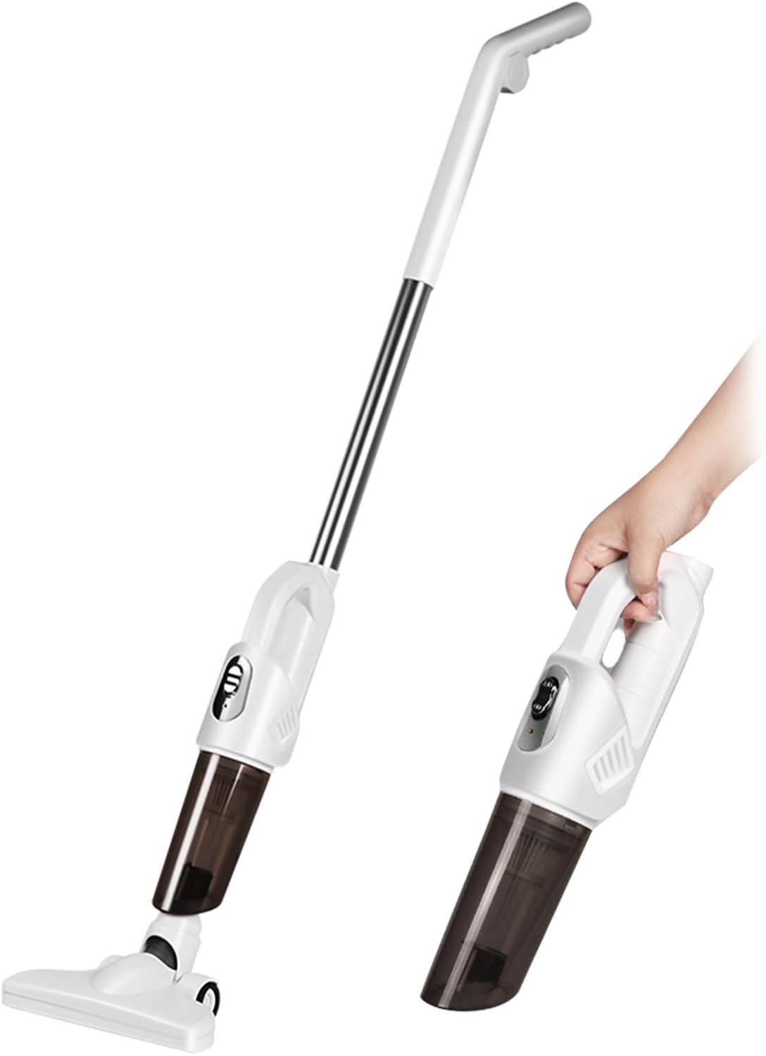 Tnfeeon Vacuum Cleaner, 20000PA Powerful Suction Rechargeable Stick Vacuum Cleaner 2 in 1 Portable Low Noise Large Capacity Handhold Car for Home Office Car (Silver)