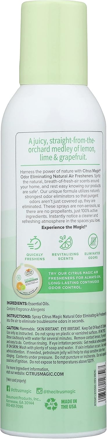 Citrus Magic Odor Eliminating Air Freshener Spray, Fresh Citrus, 6-Ounce