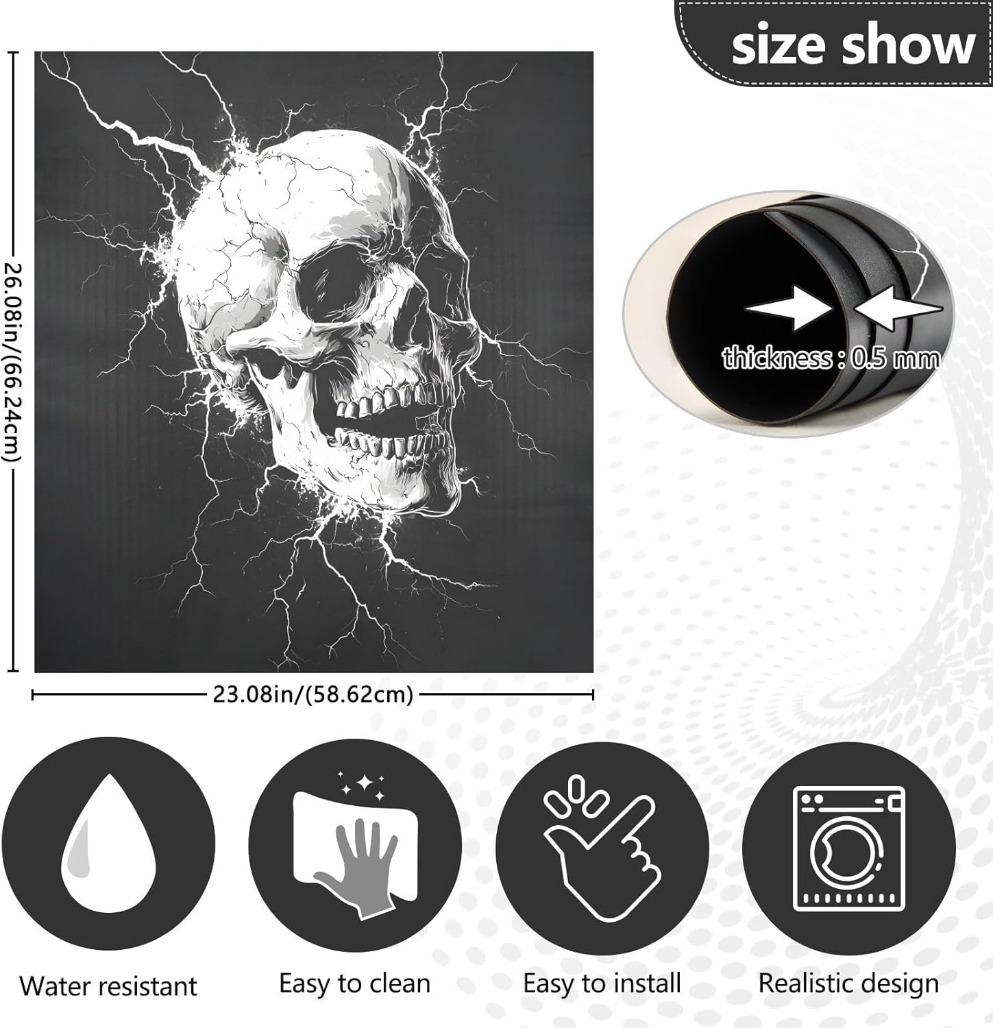 Dishwasher Magnet Cover Large Magnetic Stickers Lightning White Skull Front Dishwasher Cover Reusable Decal for Home Kitchen Anti-Scratch Refrigerator Decorative Lid Washing Machine Laundry 23