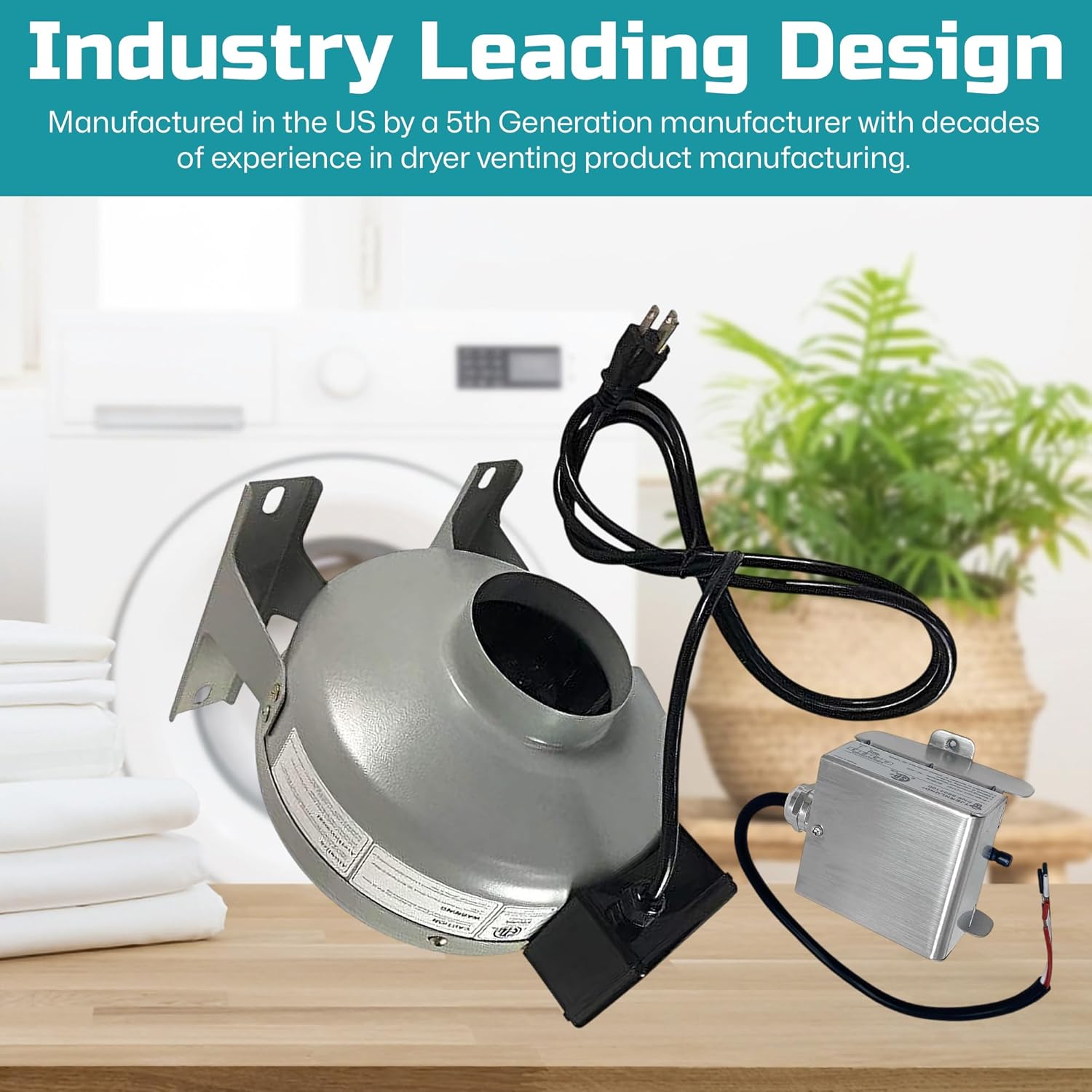 Tjernlund M-4DBT Automatic Dryer Duct Booster Exhaust Fan for Clothes Dryers