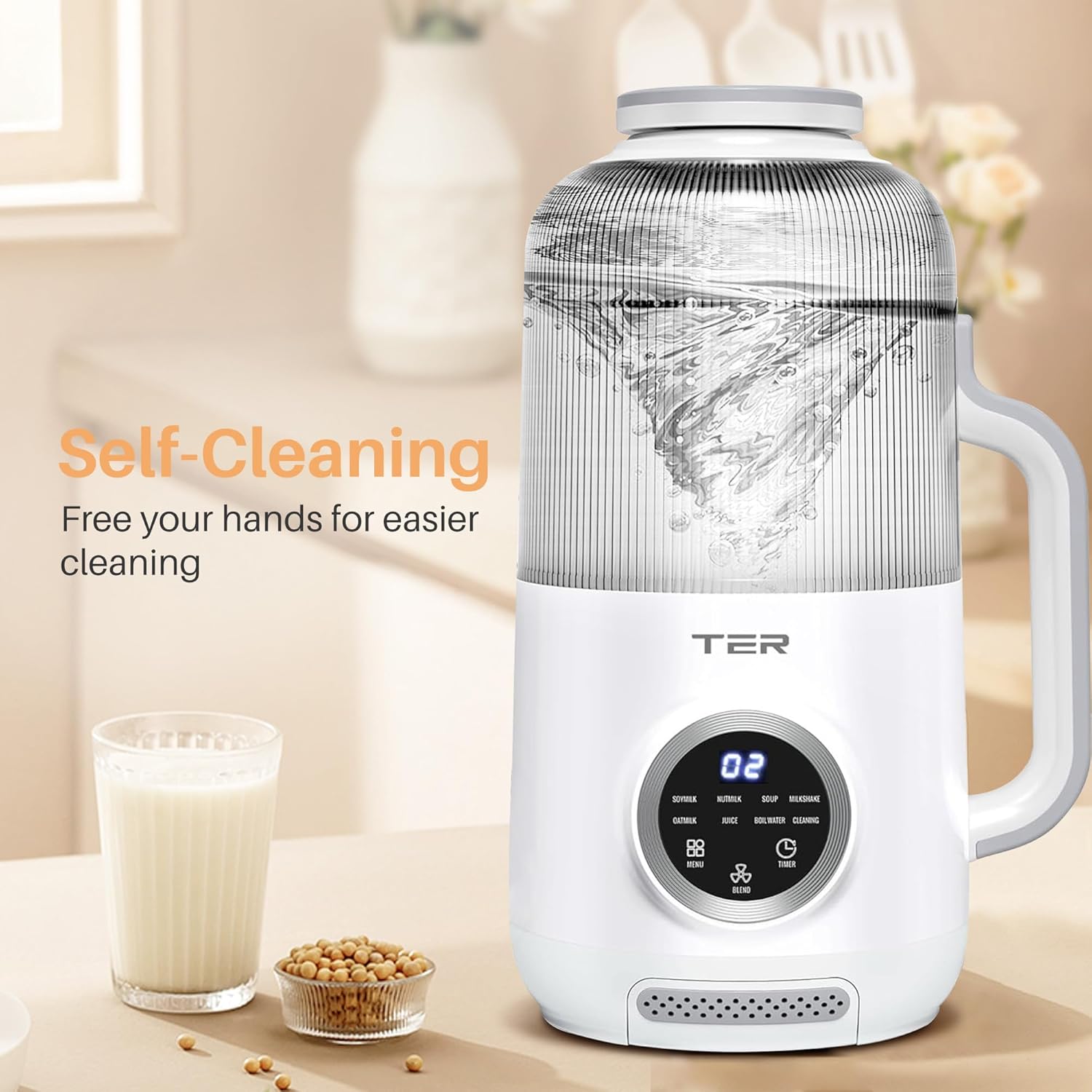 10-in-1 Nut Milk Maker, Electric Bean and Nut Milk Machine, 40oz Soy Milk Maker Blender for Homemade Almond, Oat, Soy, Coconut, Juice, Milkshake with Delay Start/Boil Water/Keep Warm/Auto-Clean, White