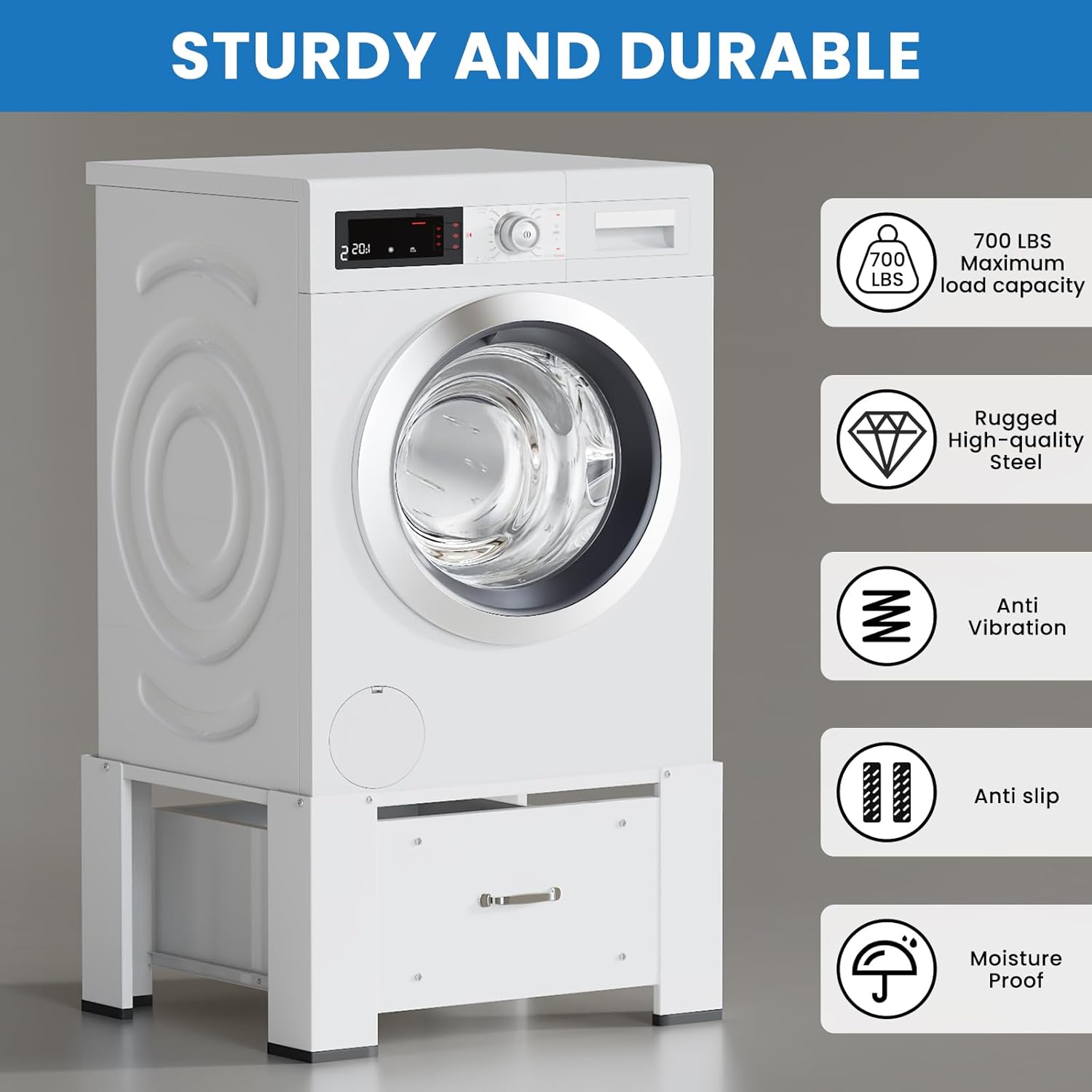 2 Pack Laundry Pedestal With Drawers, 25.2