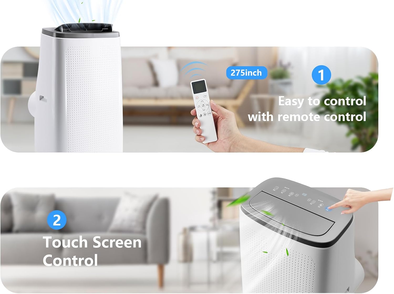 14000 BTU Portable Air Conditioner, 700 Sq Ft Coverage, 3-In-1 Cooling, Fan, Dehumidifier, 50 DB Quiet, Remote & 24-Hour Timer, for Bedroom, Office, Living Room