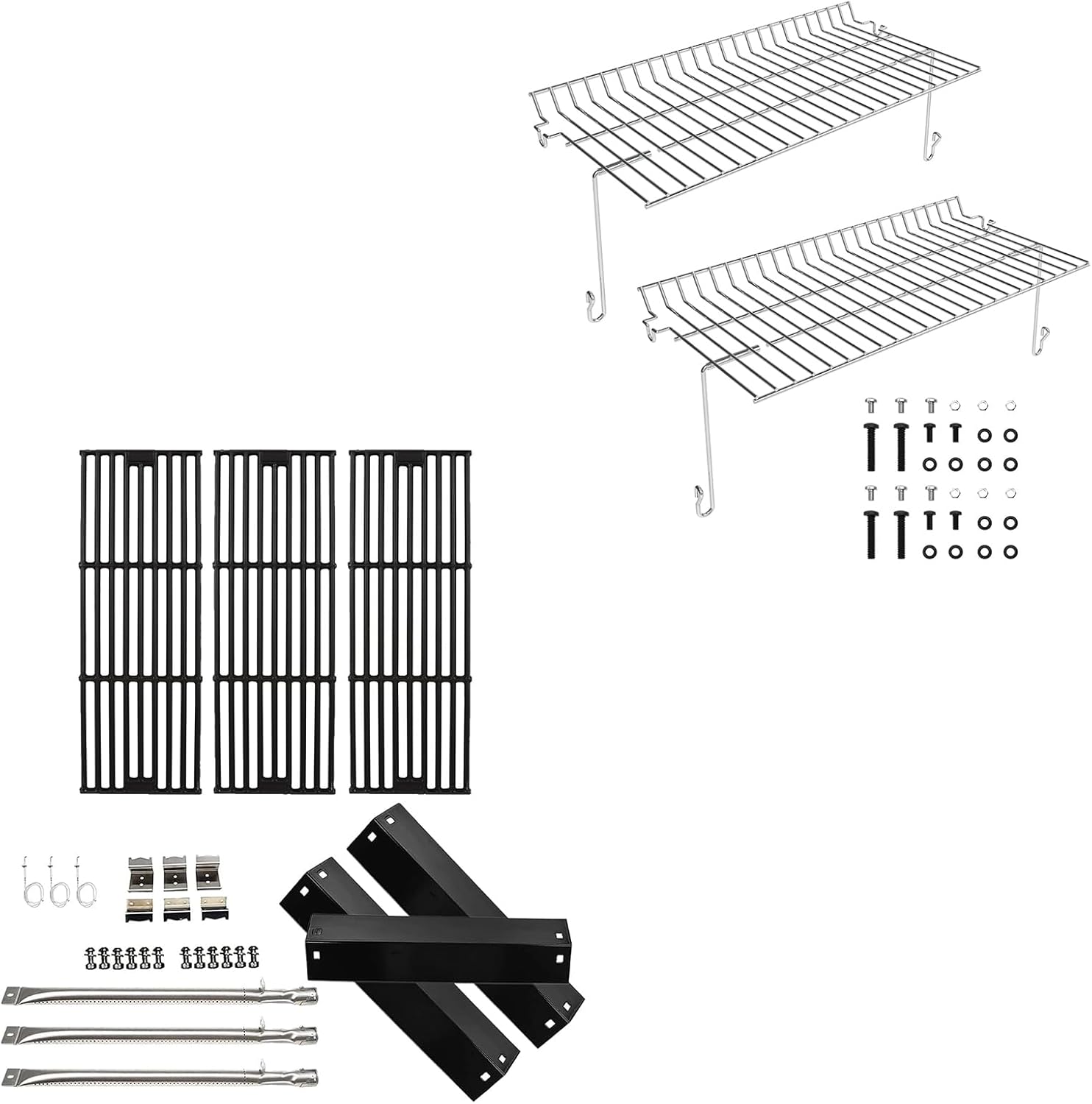 BQMAX Grill Warming Rack and Grill Burner and Heat Plates Kit Replacement Parts for Char Griller Grill 5050, 5650, 3008, 3001, 5250, 5072 Grill Gates