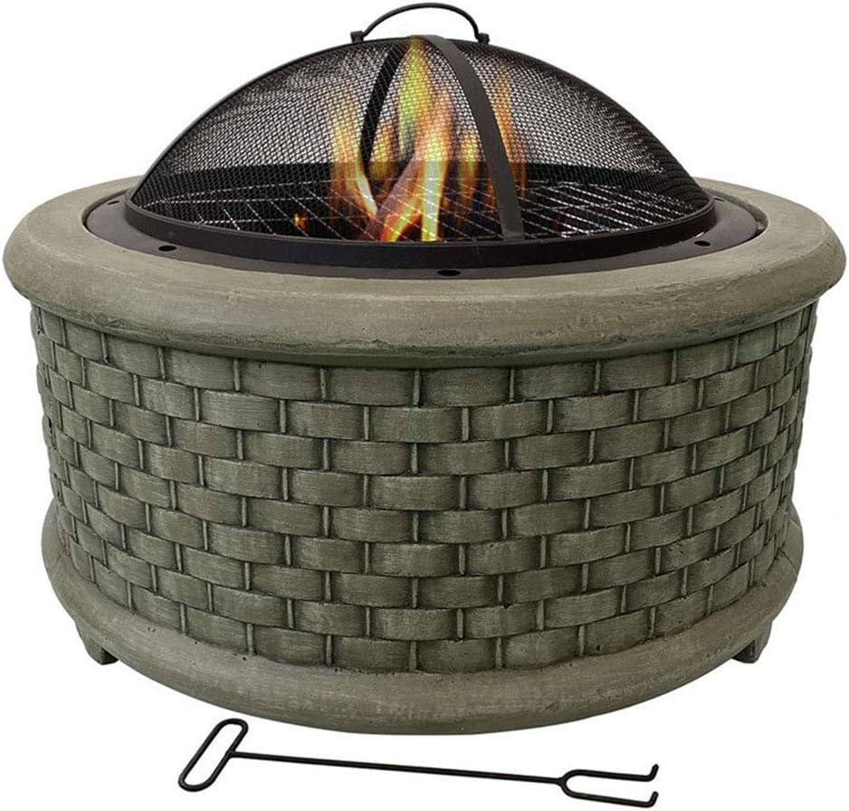 Small Firepit, Fire Pit with BBQ Grill Shelf, Firepit Barbecue with Fashionable and Artistic Magnesium Oxide Base for Outdoor Garden Barbecue Excursion Camping