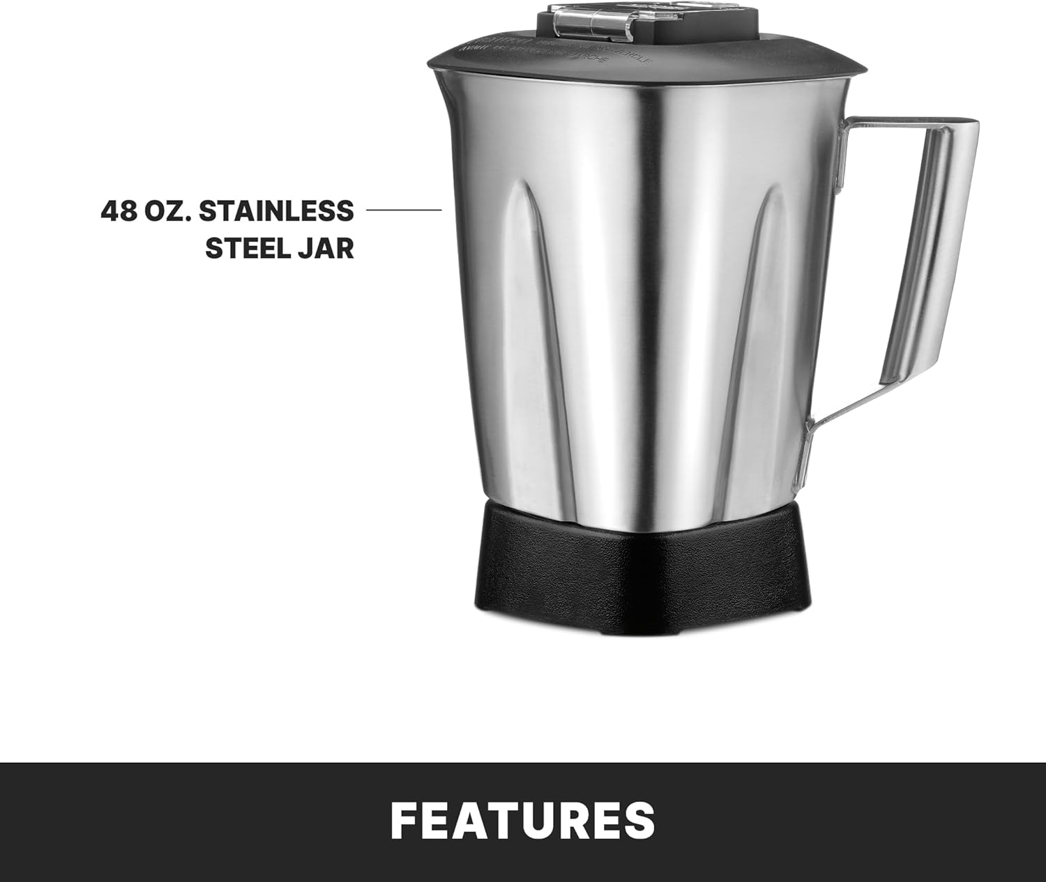 Waring Commercial TBB175S4 Torq 48 Oz. Variable Speed Bar Blender w/S/S Jar, 120V, 5-15 Phase Plug, Black