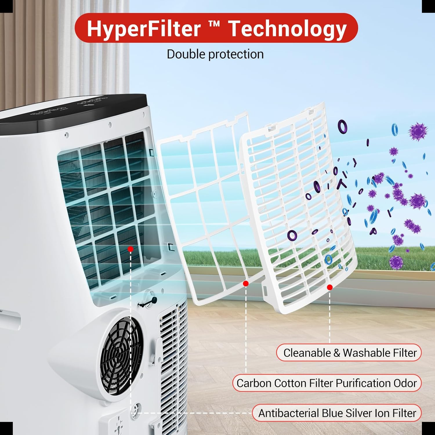 Portable Air Conditioners, 14,000 BTU for Rooms Up to 750 Sq.Ft, 4-In-1 AC With Dehumidify Mode, Remote Control, Low Noise, Dark Grey