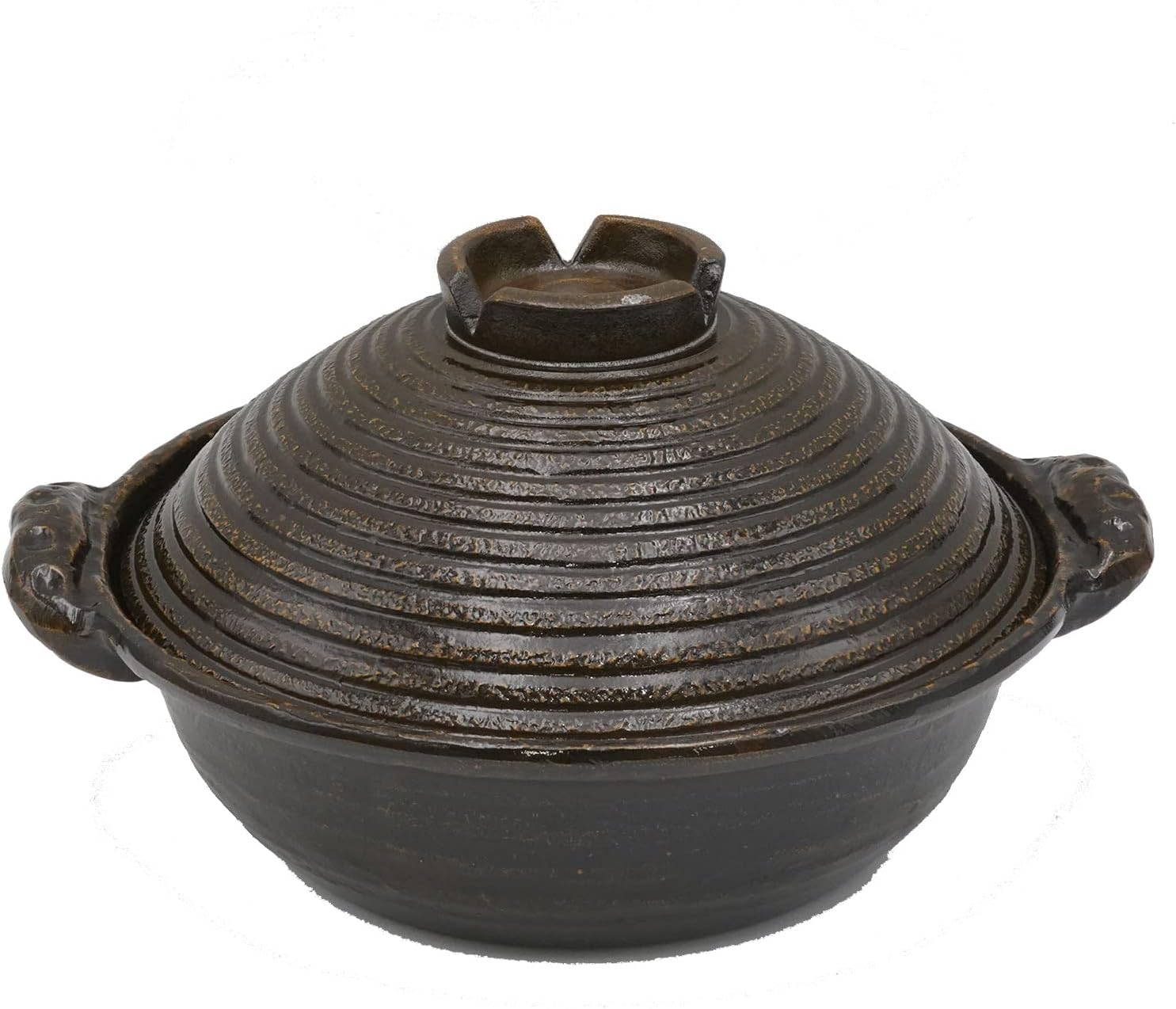 Kawanami Shoten Handmade Earthenware Pot, Made in Japan, Black American Glaze, 11.8 inches (30 cm), 1.8 gal (3.3 L), Aluminum, Outdoor, Camping, Direct Fire, Repositionable