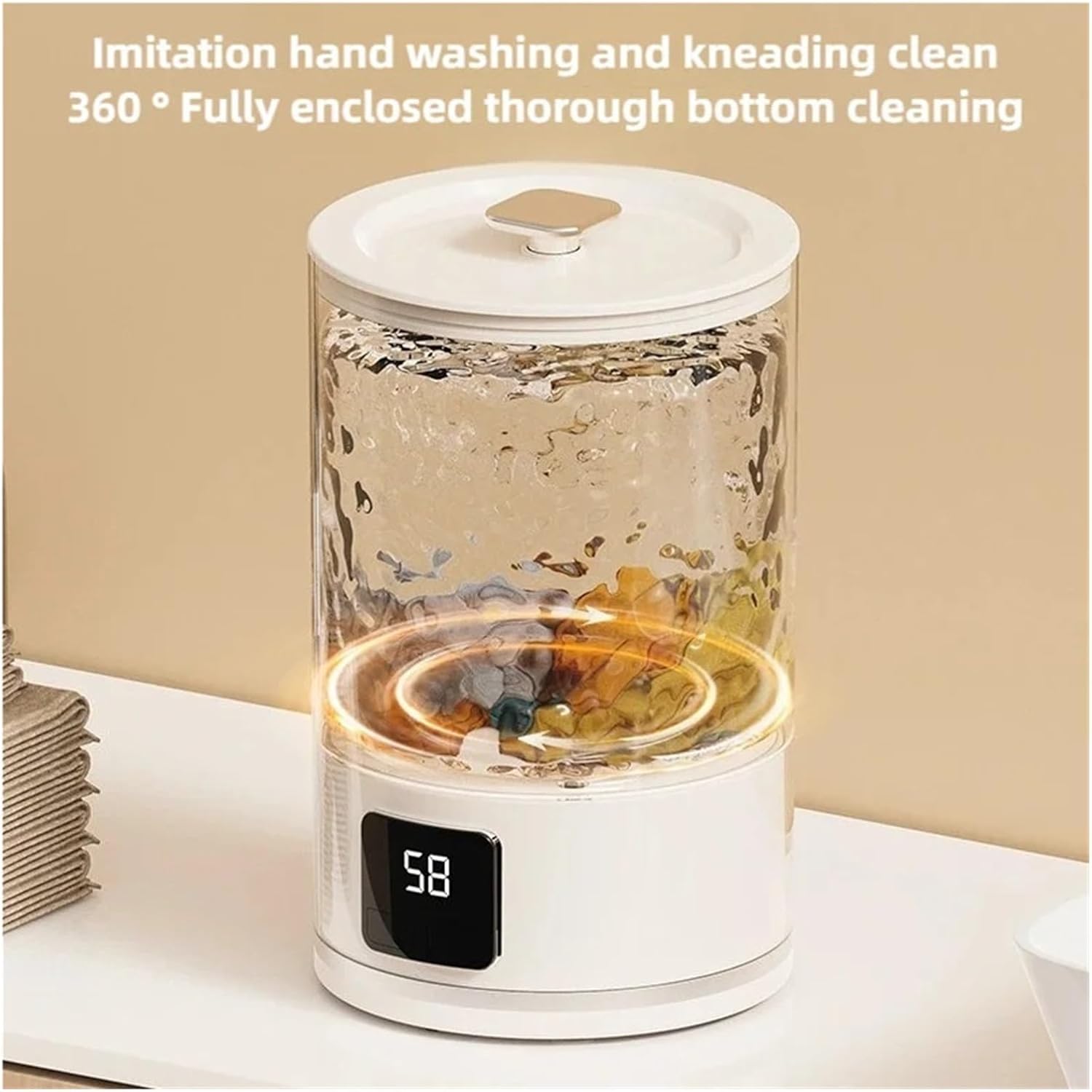 Portable Washing Machine, Power Washercharging 3-speed Adjustment For Travel Socks Underwear Wireless Portable Clothing Washing Cups,for Apartments, Homes, and Dorms(Black)