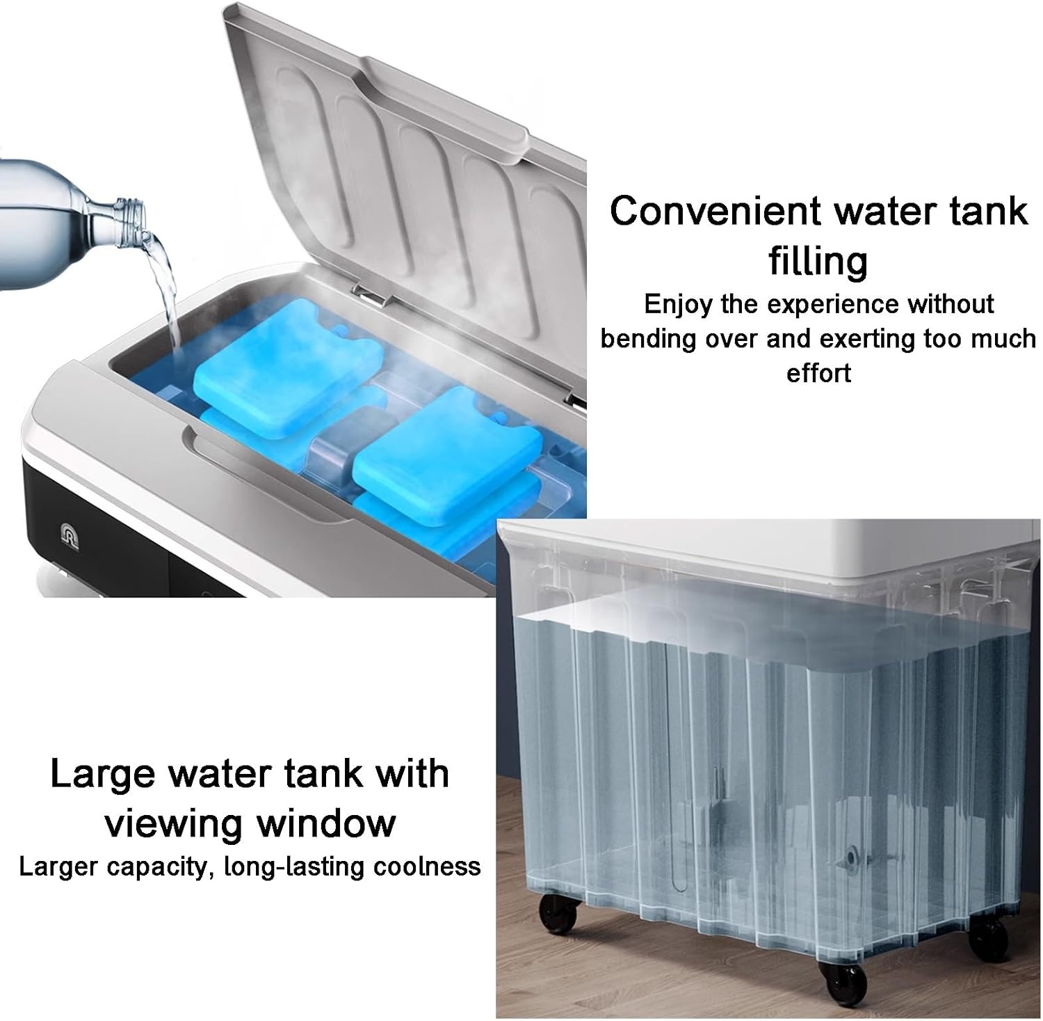 Portable Air Conditioners, Swamp Cooler, Automatically Swing the Blades 120° Left and Right, with Large Capacity Water Tank, 3 Wind Speeds, for Office, Camping(90 * 40 * 30cm/35 * 16 * 12in)