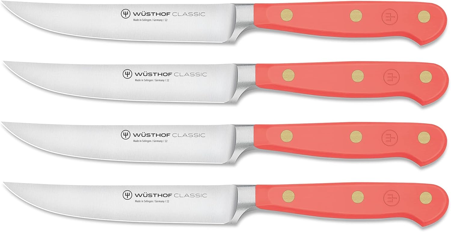 WÜSTHOF Classic Coral Peach 4 Piece Steak Knife Set