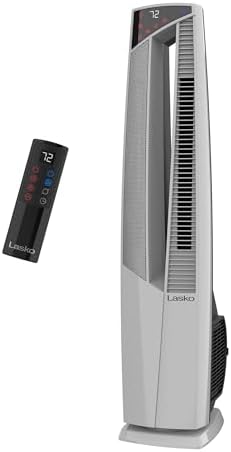 Lasko Oscillating Hybrid Fan and Space Heater for Home, All Season High Velocity Hybrid with Tip-Over Switch, Remote Control, Timer and Thermostat, 37.5 Inches, White, 1500W, FHV820