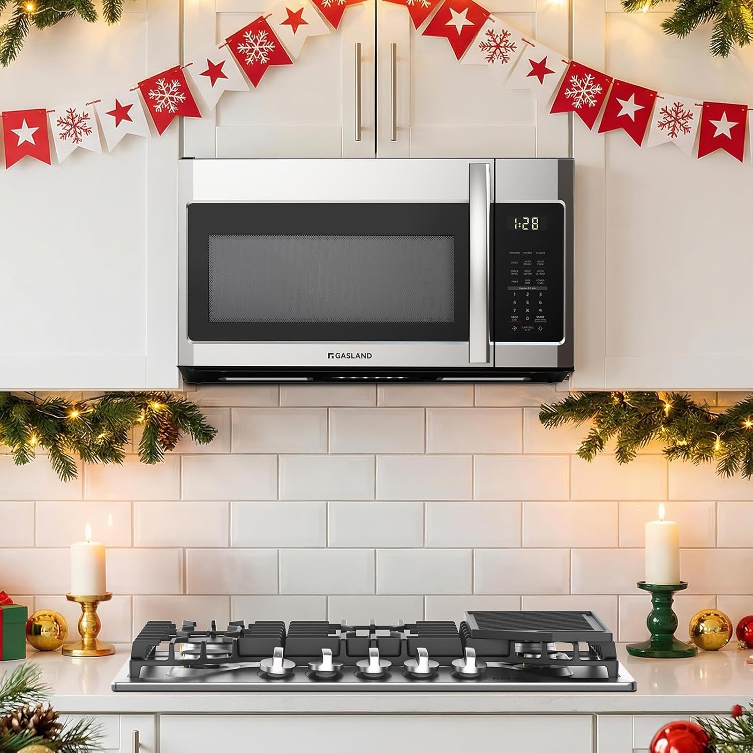 GASLAND 30 Inch Over the Range Microwave Oven, 1.9 Cu.ft. Above Stove Microwave, 11 Power Levels, One Touch Cooking, 400 CFM,1000W, LED, Turntable, Sensor Cook, Over Stove Microwave, Stainless Steel