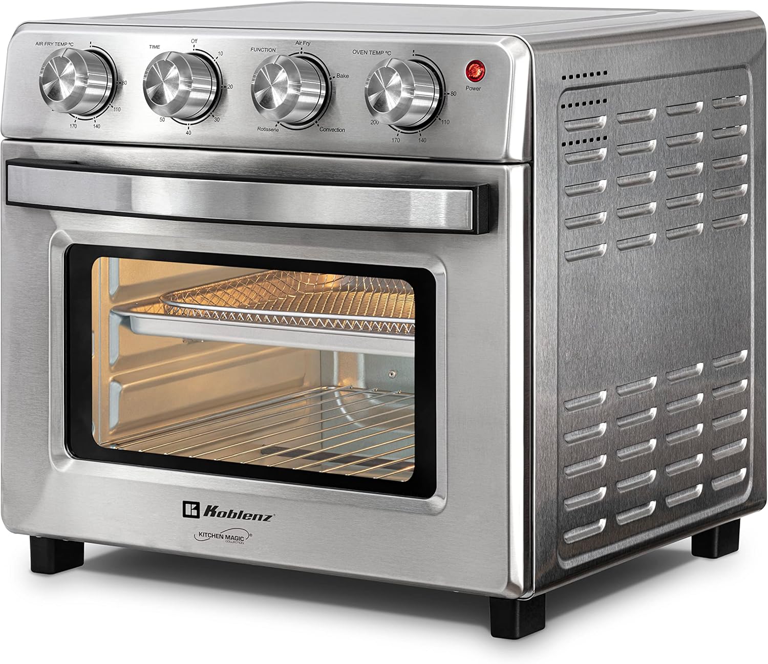 Air Fryer Toaster Smart Oven, 4-in-1 Kitchen Countertop Convection, 27-Quarts XL, 100°-500°F Temperature Controls, Top and Bottom Heater, Adjustments Brushed Stainless Steel Look