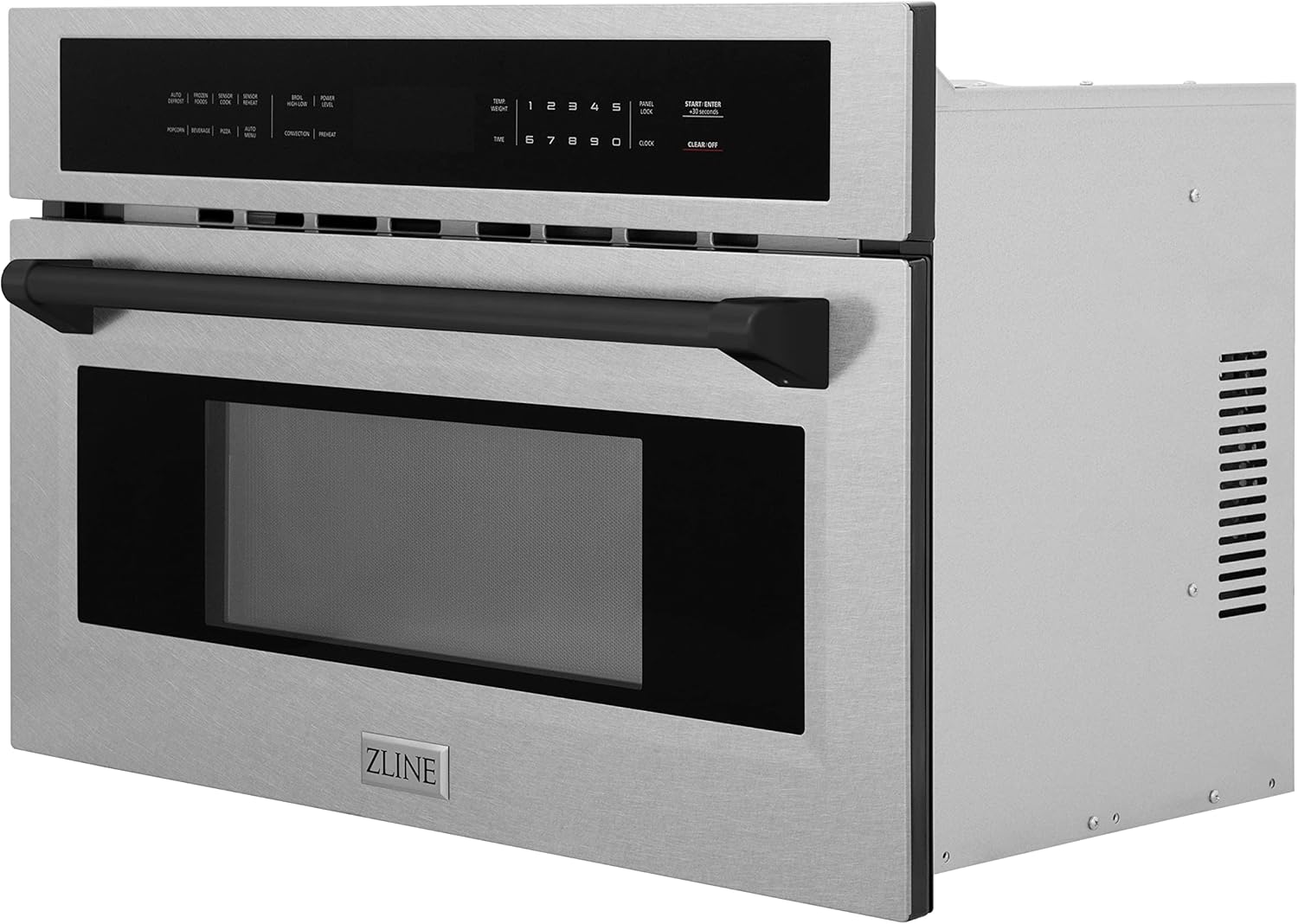 ZLINE Autograph Edition 30 in. 1.6 cu ft. Built-in Convection Microwave Oven in Satin Stainless Steel and Matte Black Accents (MWOZ-30-SS-MB)