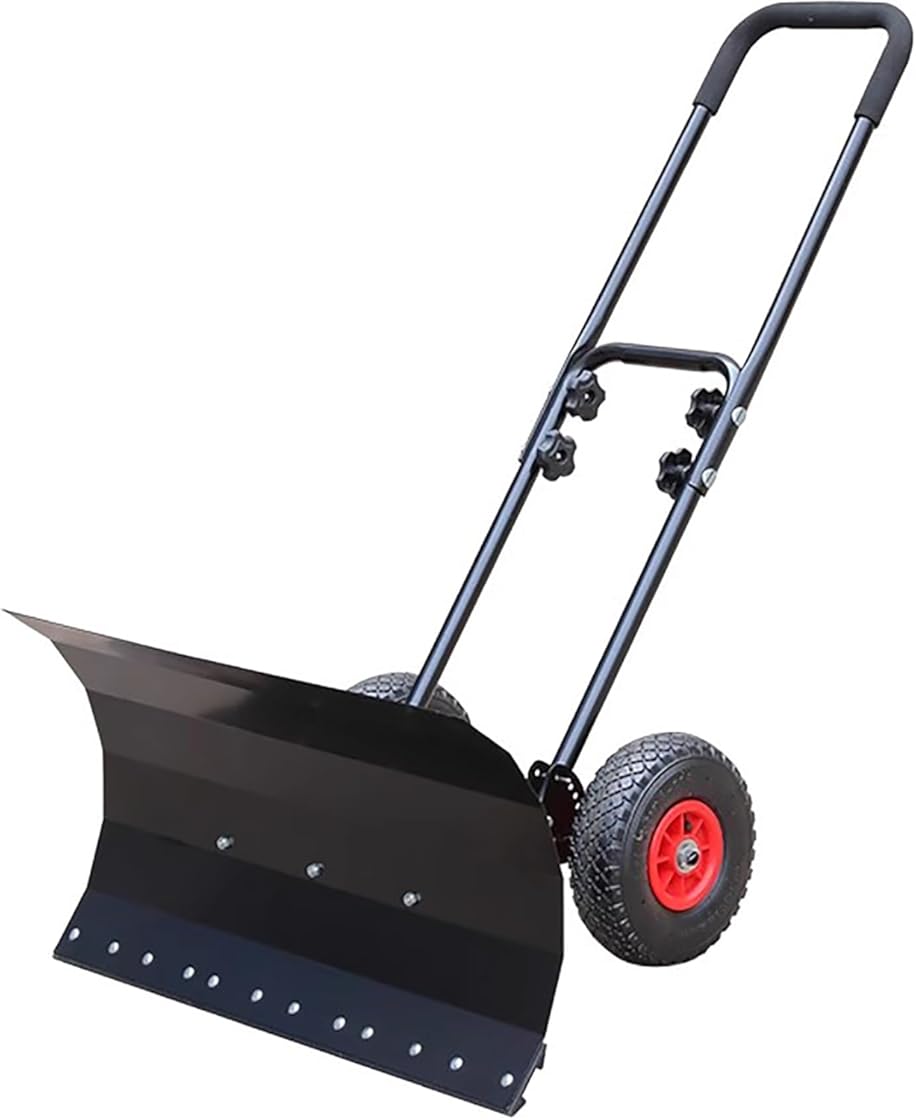 Snow Shovel，Wheeled Snowboard，Large Blade Plow & Adjustable Handle，Efficient Snow Removal Tool for Doorway Driveway or Pavement Clearing